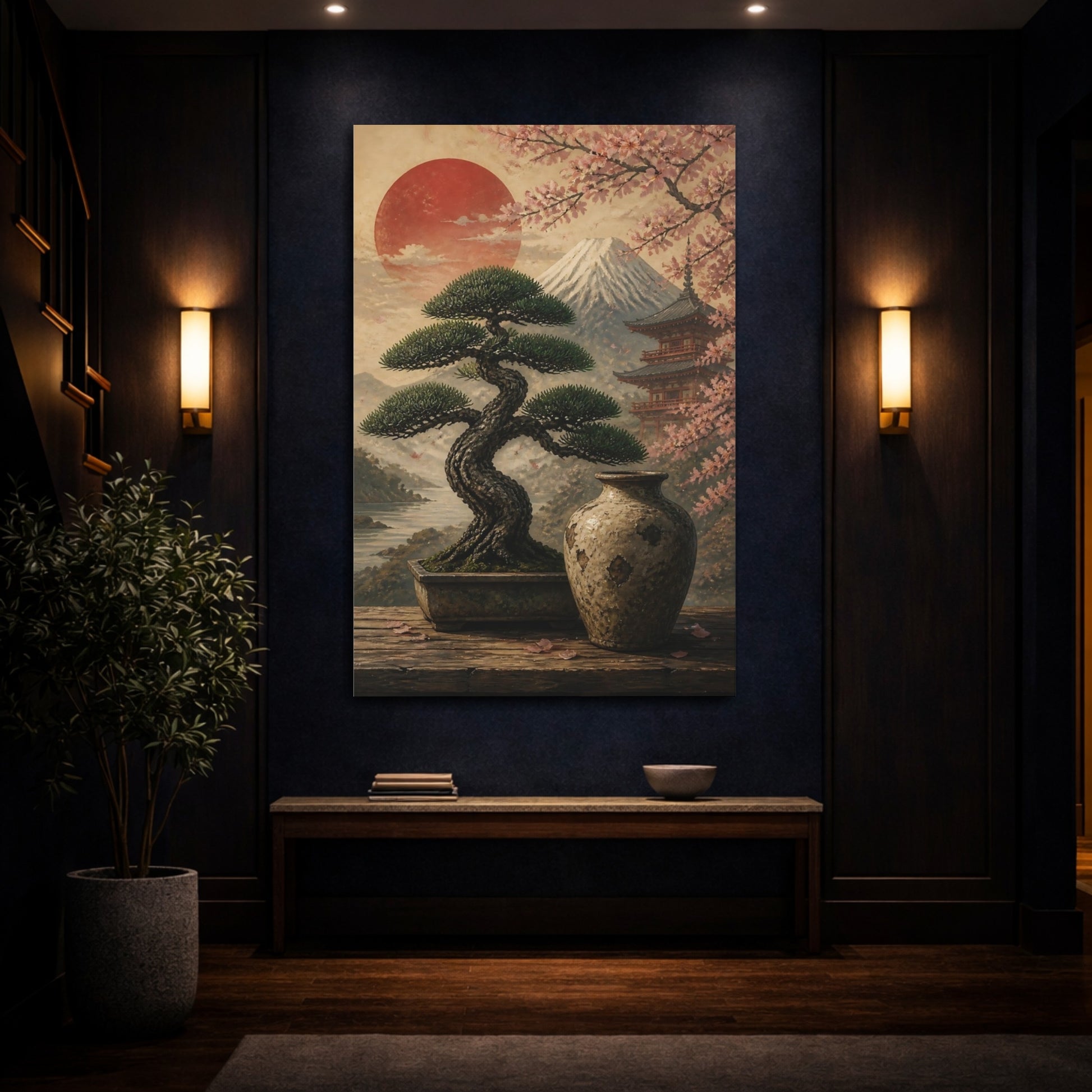 Mockup 4. Japanese Bonsai & Vase shown as canvas print