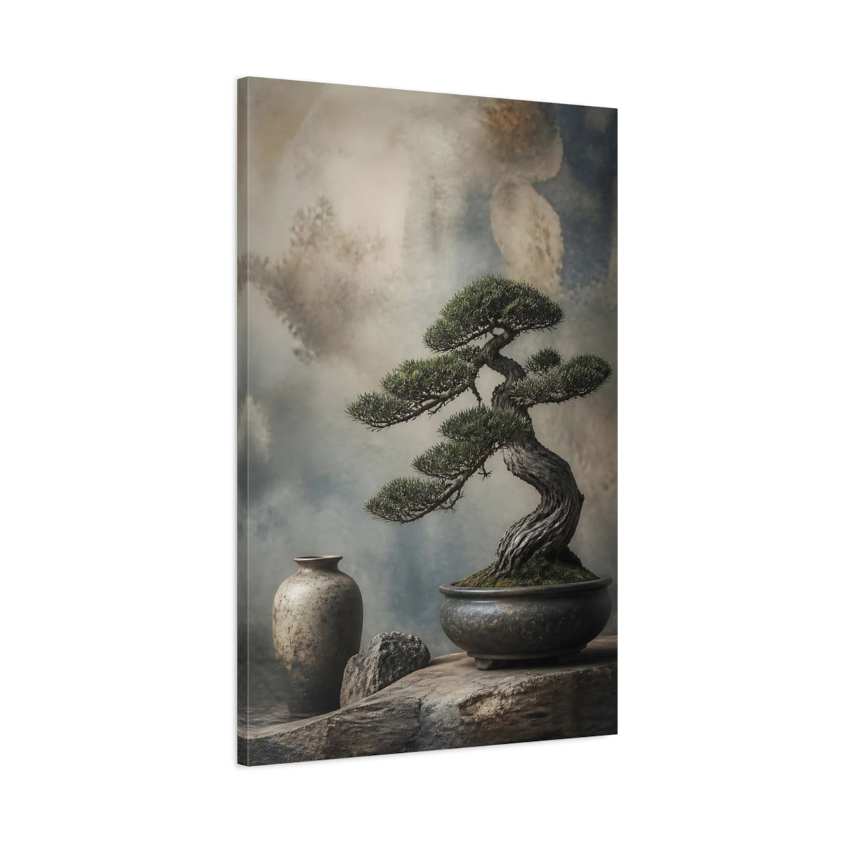 Main Mockup. Japanese Bonsai Still Life shown as canvas print