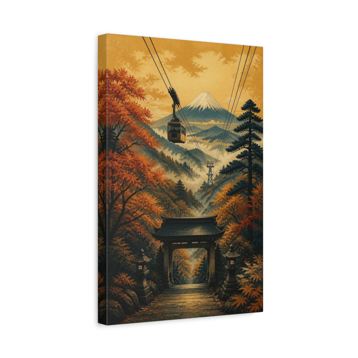 Side Mockup 4. Japanese Cable Car Over Torii shown as canvas print