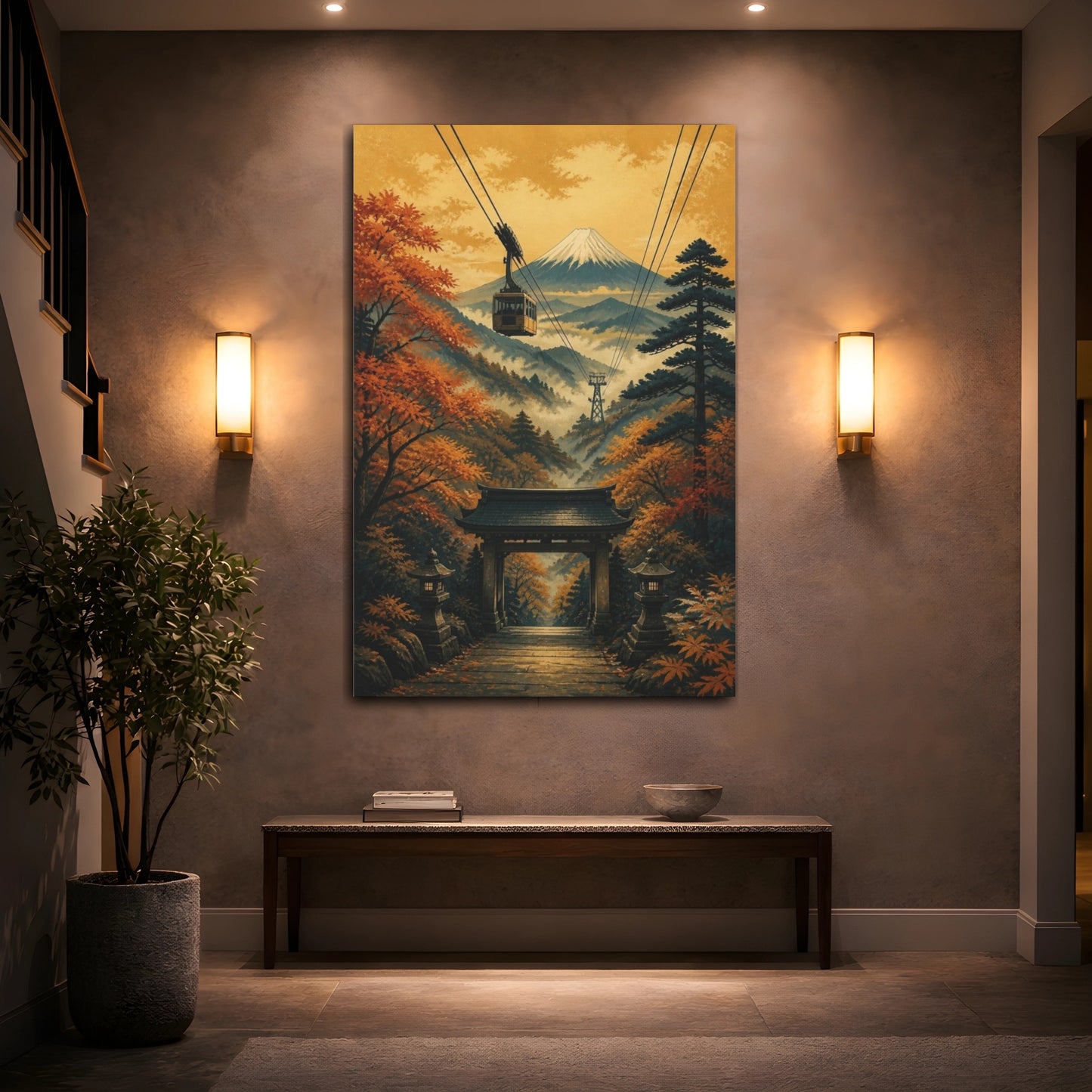Mockup 2. Japanese Cable Car Over Torii shown as canvas print