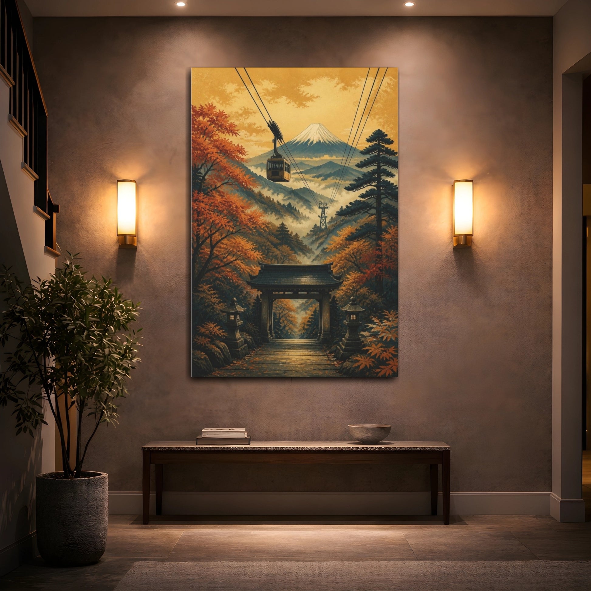 Mockup 2. Japanese Cable Car Over Torii shown as canvas print