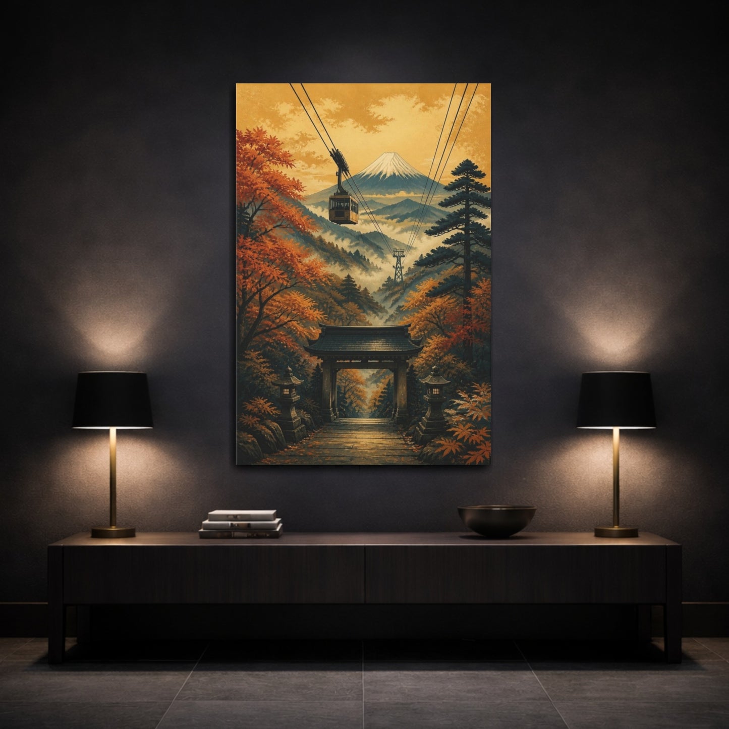 Mockup 3. Japanese Cable Car Over Torii shown as canvas print