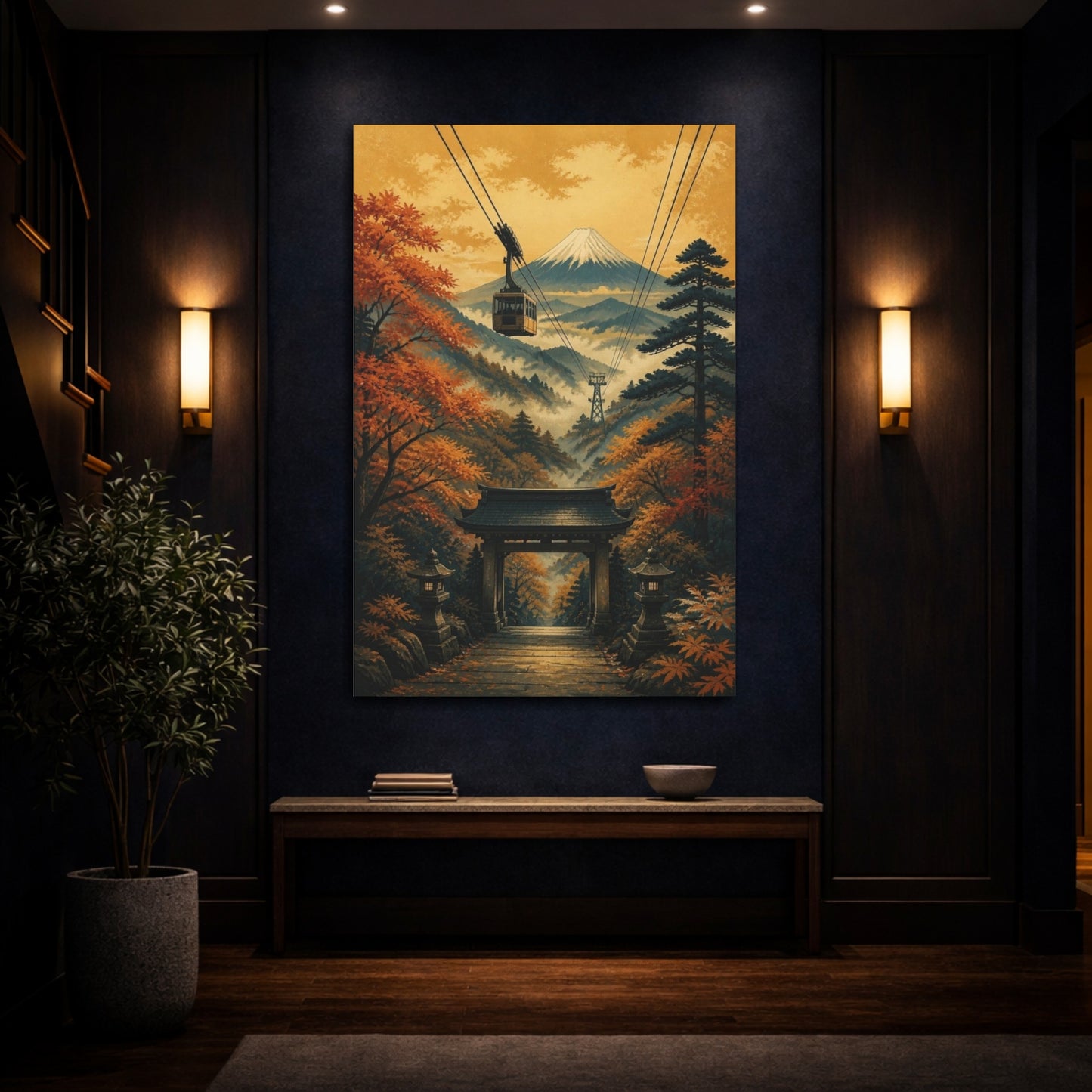 Mockup 4. Japanese Cable Car Over Torii shown as canvas print