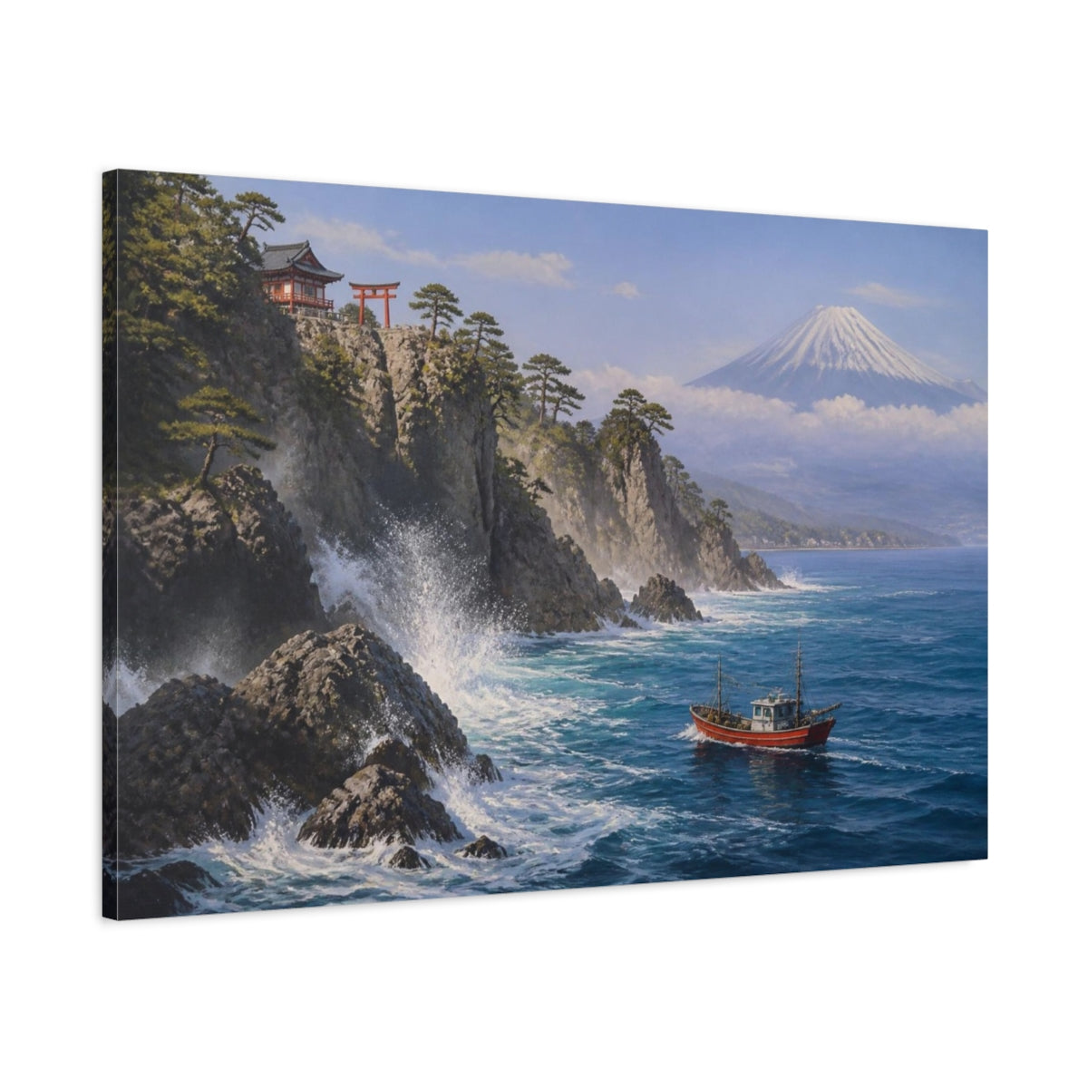 Main Mockup. Japanese Cliff Shrine shown as canvas print