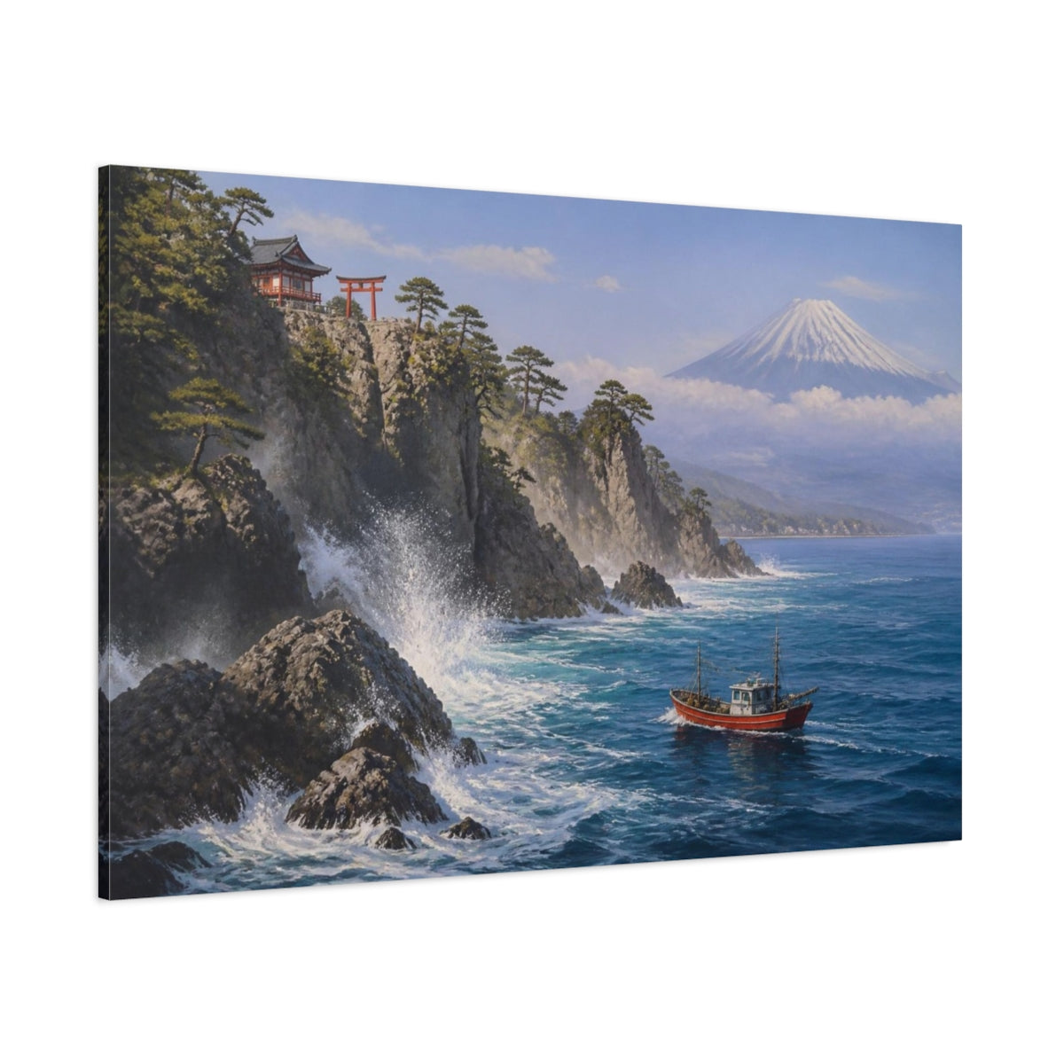 Side Mockup 1. Japanese Cliff Shrine shown as canvas print