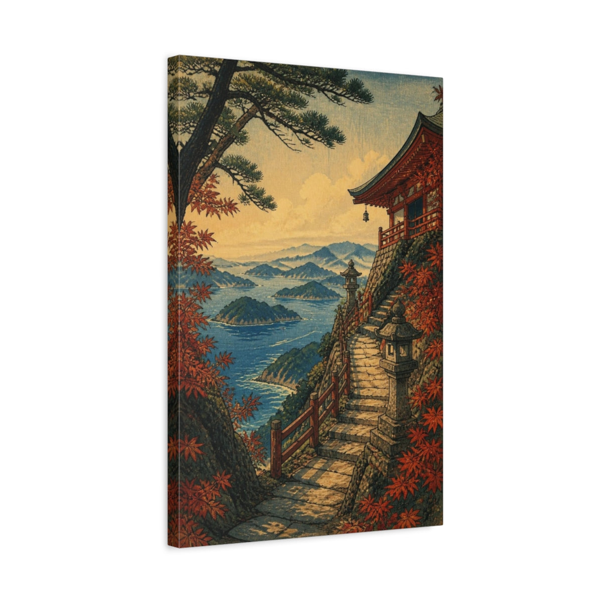 Side Mockup 3. Japanese Cliff Temple Path shown as canvas print