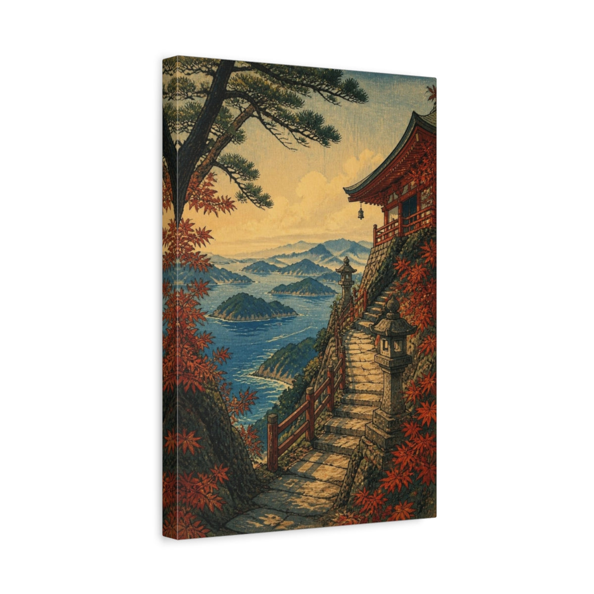 Side Mockup 4. Japanese Cliff Temple Path shown as canvas print