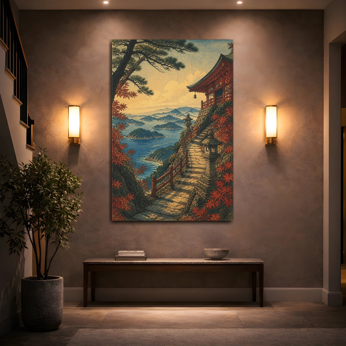 Mockup 2. Japanese Cliff Temple Path shown as canvas print