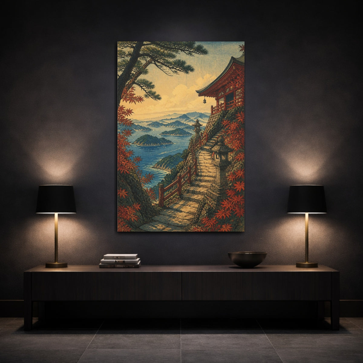 Mockup 3. Japanese Cliff Temple Path shown as canvas print