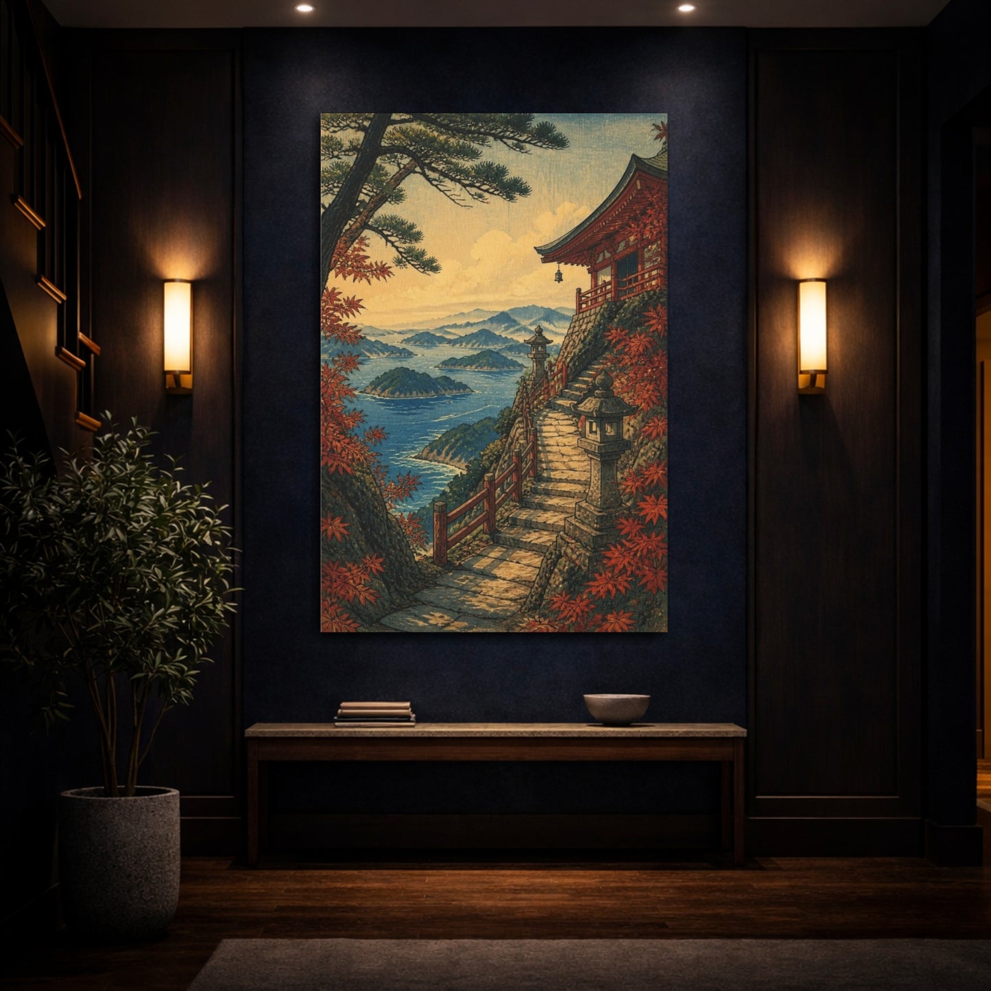 Mockup 4. Japanese Cliff Temple Path shown as canvas print