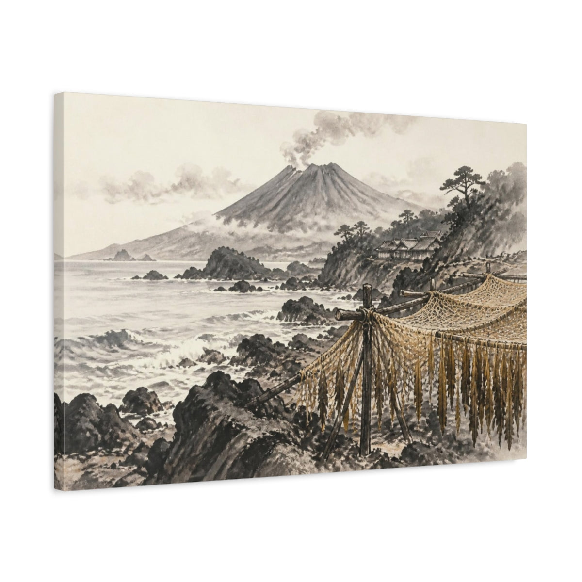 Side Mockup 2. Japanese Coastal Nets shown as canvas print