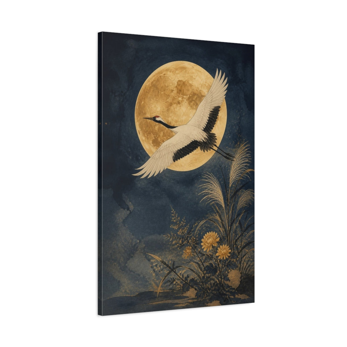 Main Mockup. Japanese Crane Moon shown as canvas print