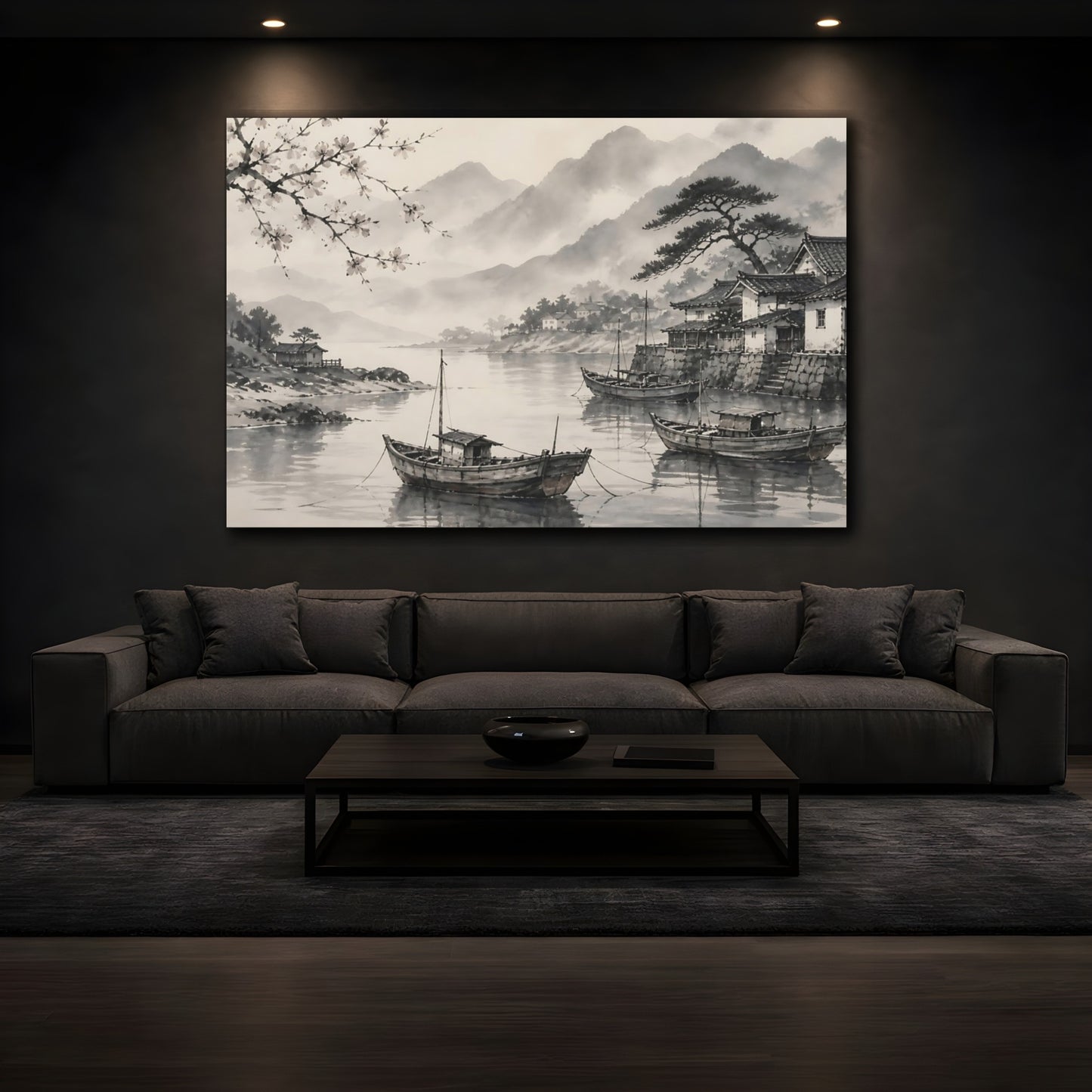 Mockup 3. Japanese Fishing Boats shown as canvas print