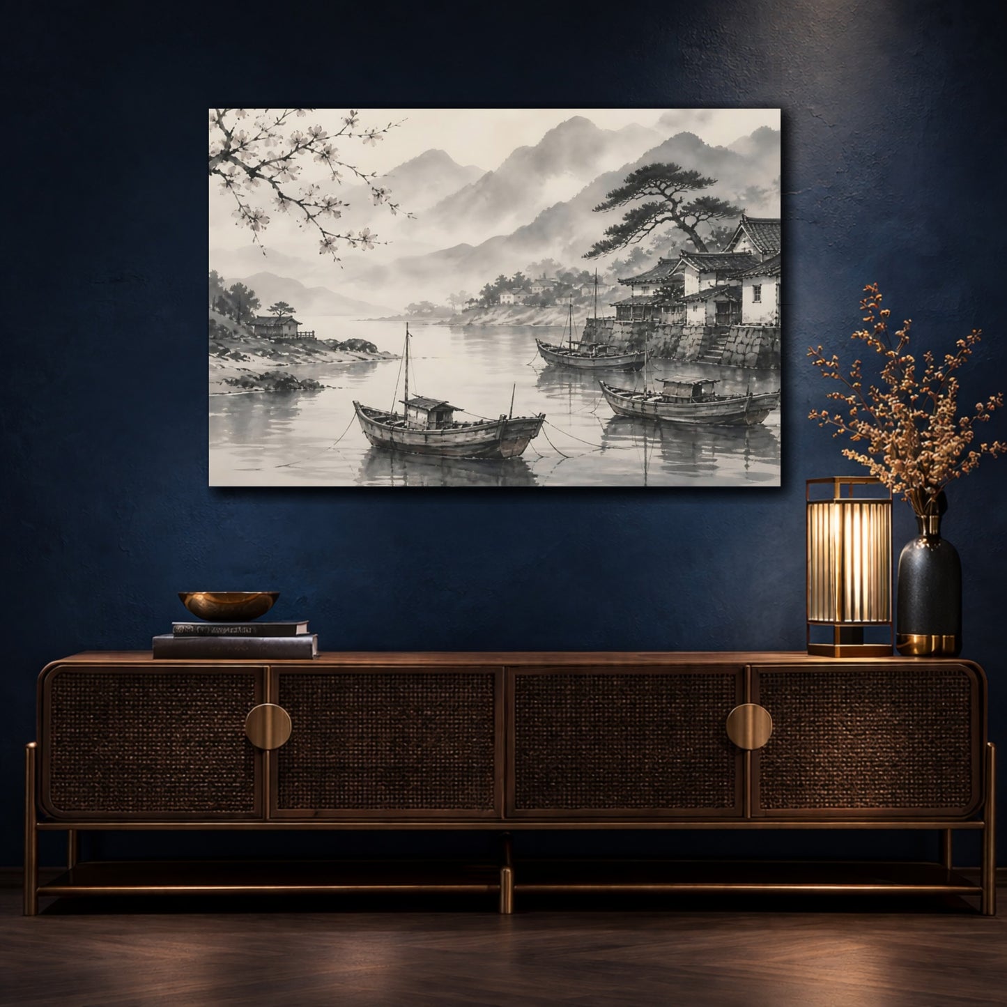 Mockup 4. Japanese Fishing Boats shown as canvas print