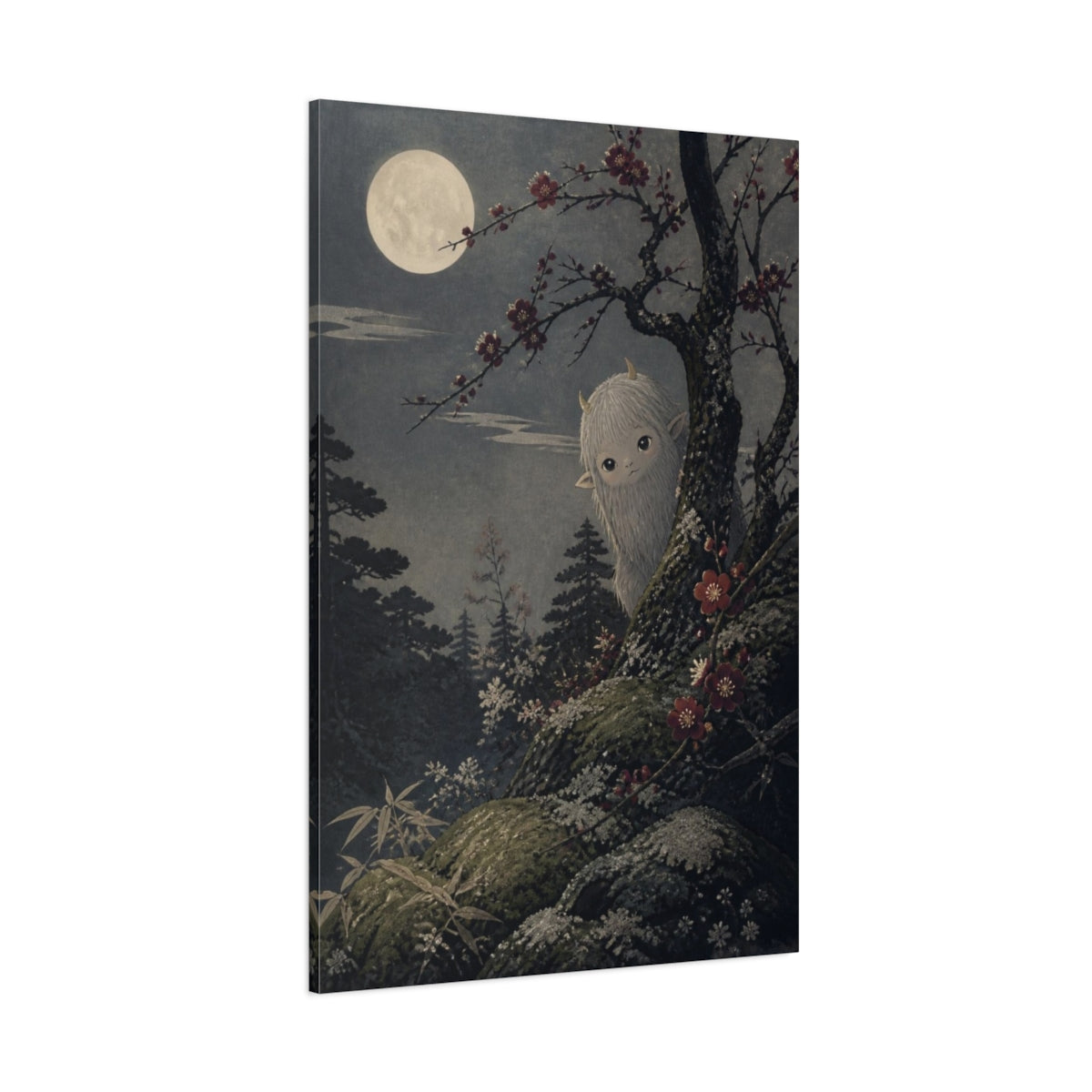 Side Mockup 1. Japanese Forest Yokai shown as canvas print