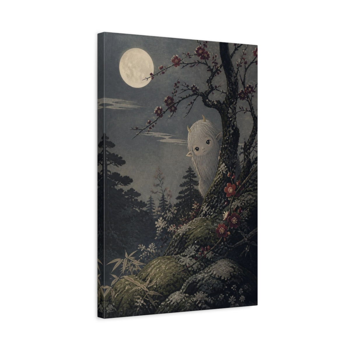 Side Mockup 3. Japanese Forest Yokai shown as canvas print