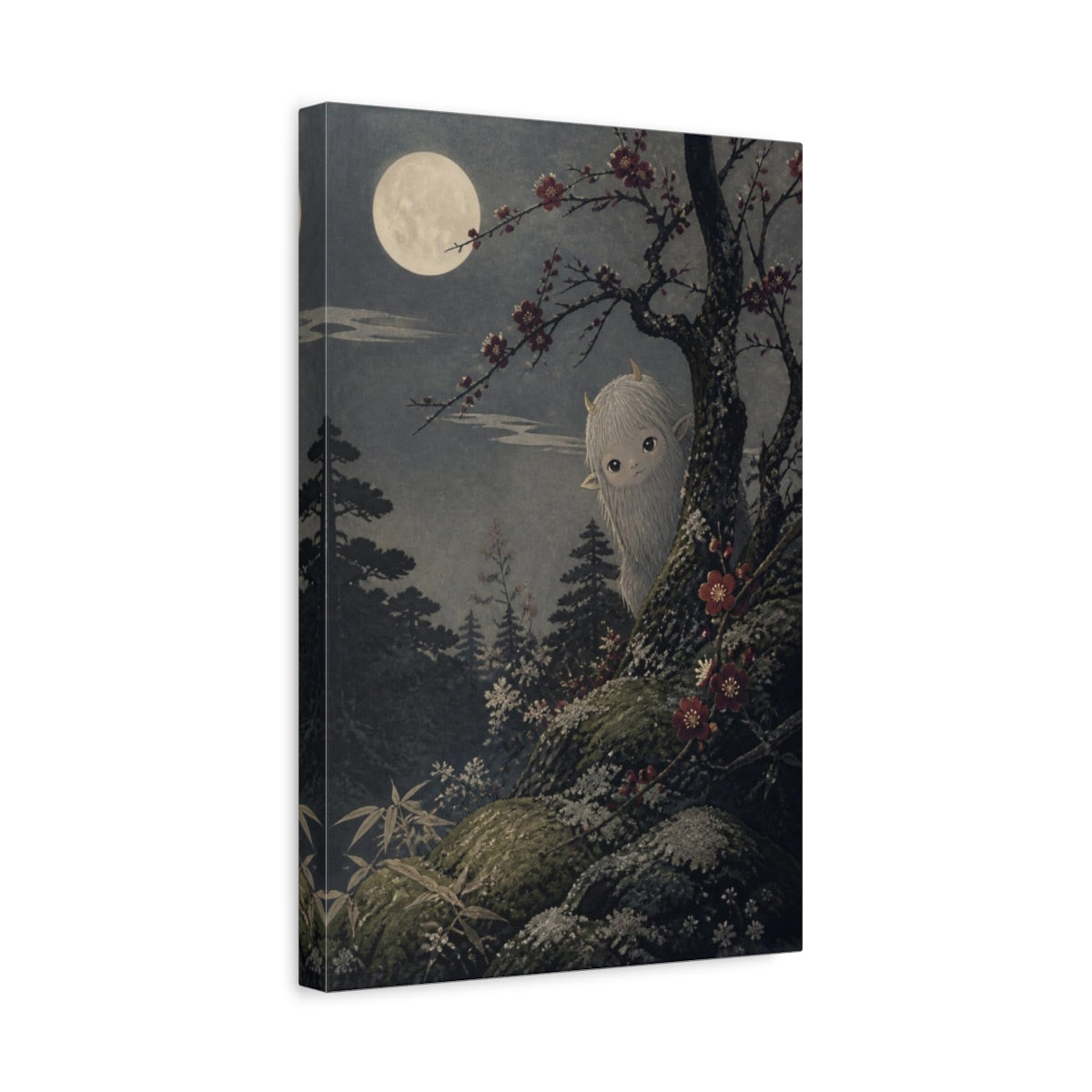 Side Mockup 4. Japanese Forest Yokai shown as canvas print