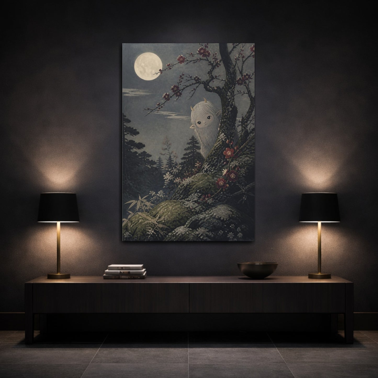 Mockup 3. Japanese Forest Yokai shown as canvas print