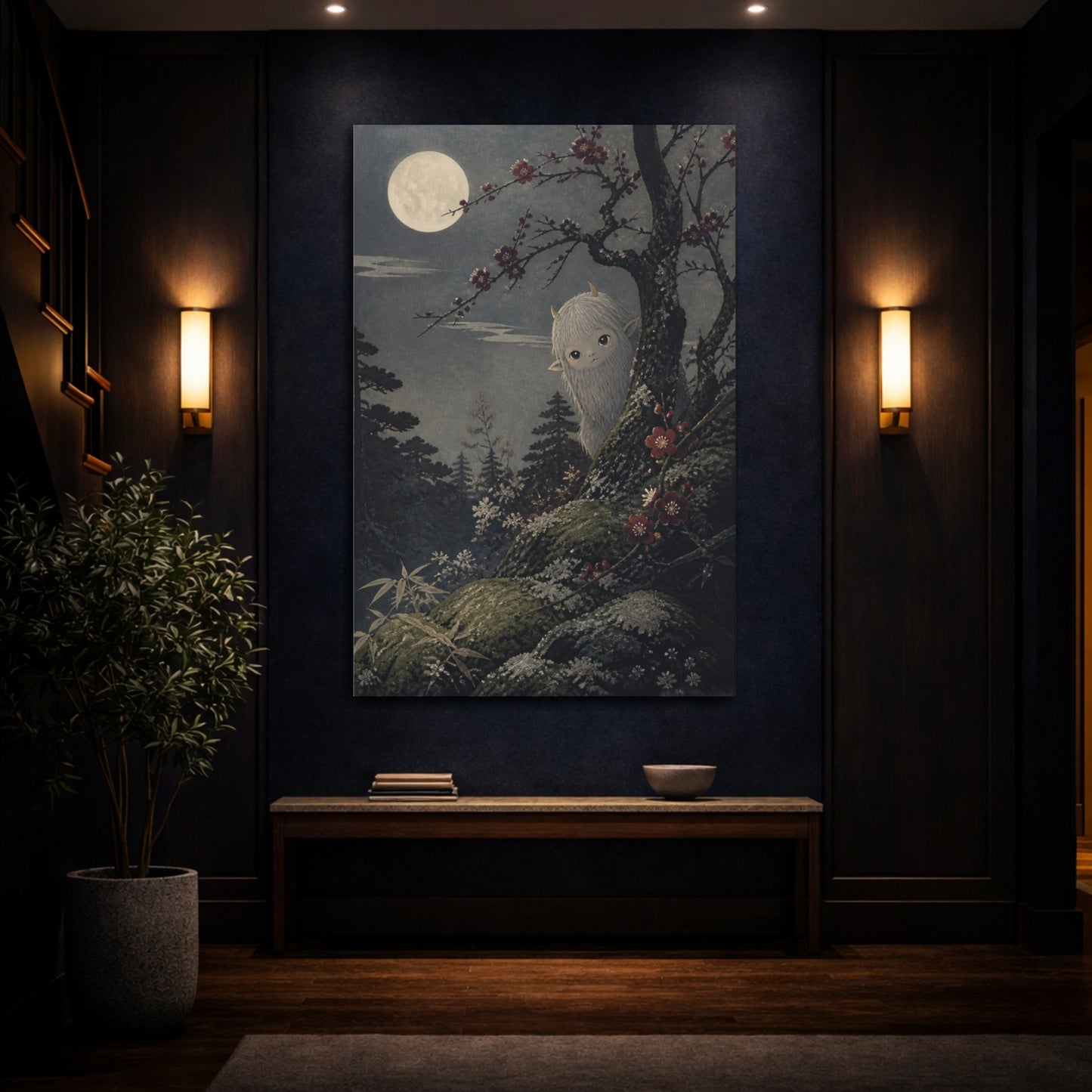 Mockup 4. Japanese Forest Yokai shown as canvas print