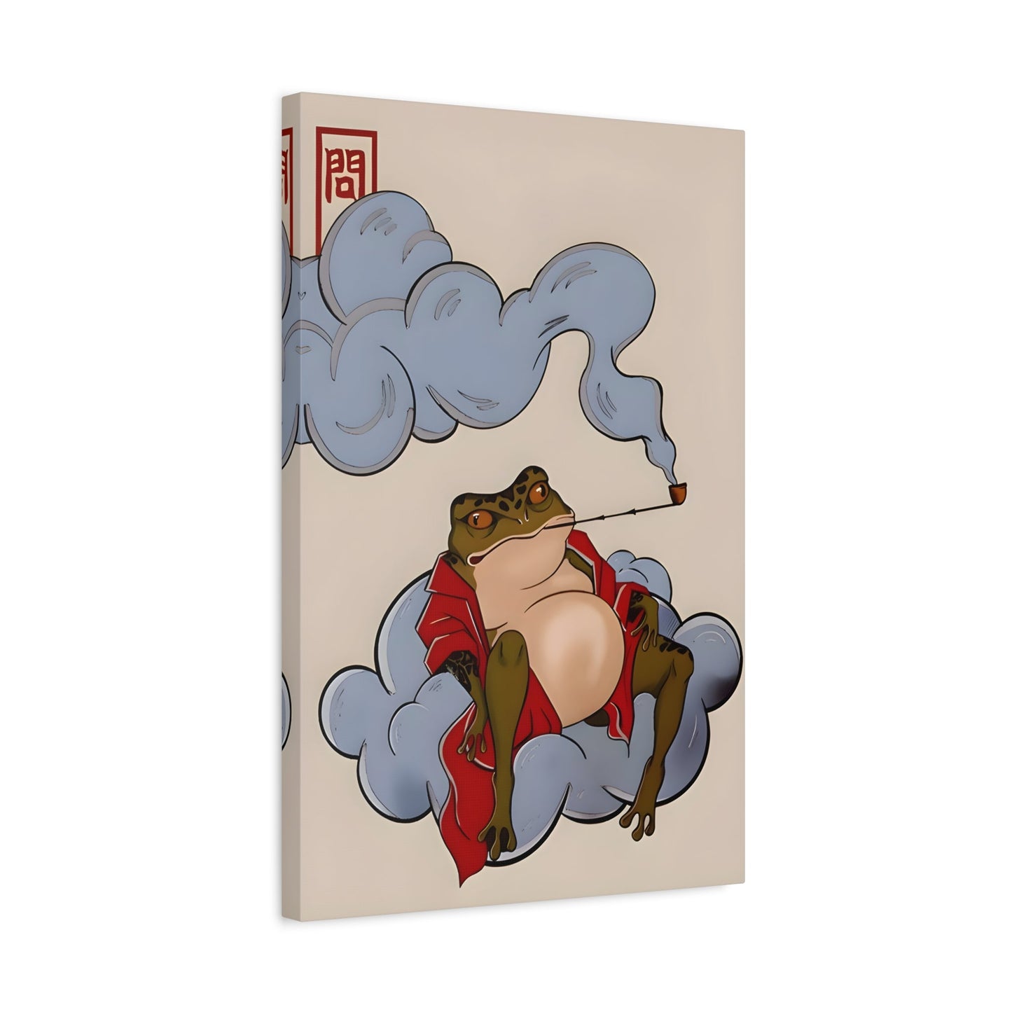 Japanese Funny Frog Canvas Prints, Hoji Animal Wall Art Decor - YesArtYes