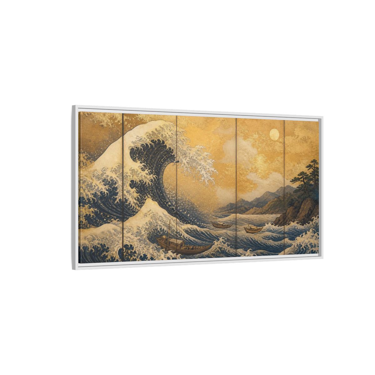 Side Mockup 3. Japanese Great Wave shown as framed canvas print