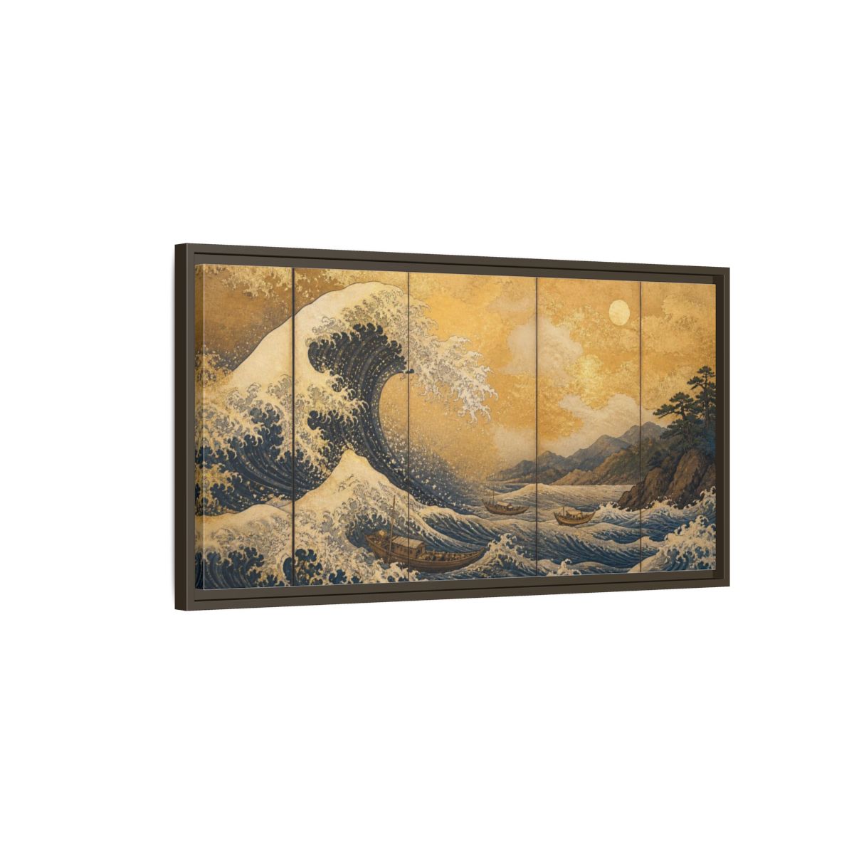Main Mockup. Japanese Great Wave shown as framed canvas print