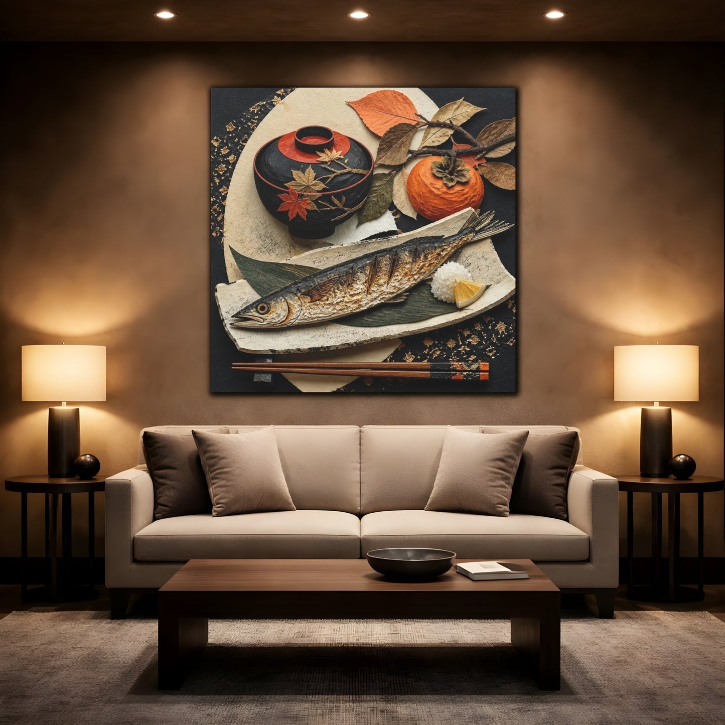 Mockup 2. Japanese Grilled Fish shown as canvas print