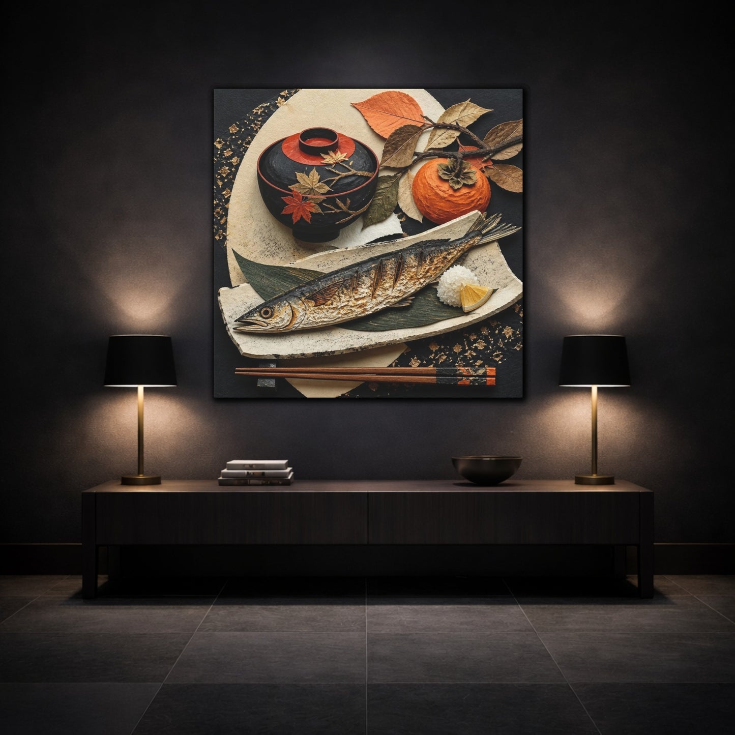 Mockup 3. Japanese Grilled Fish shown as canvas print