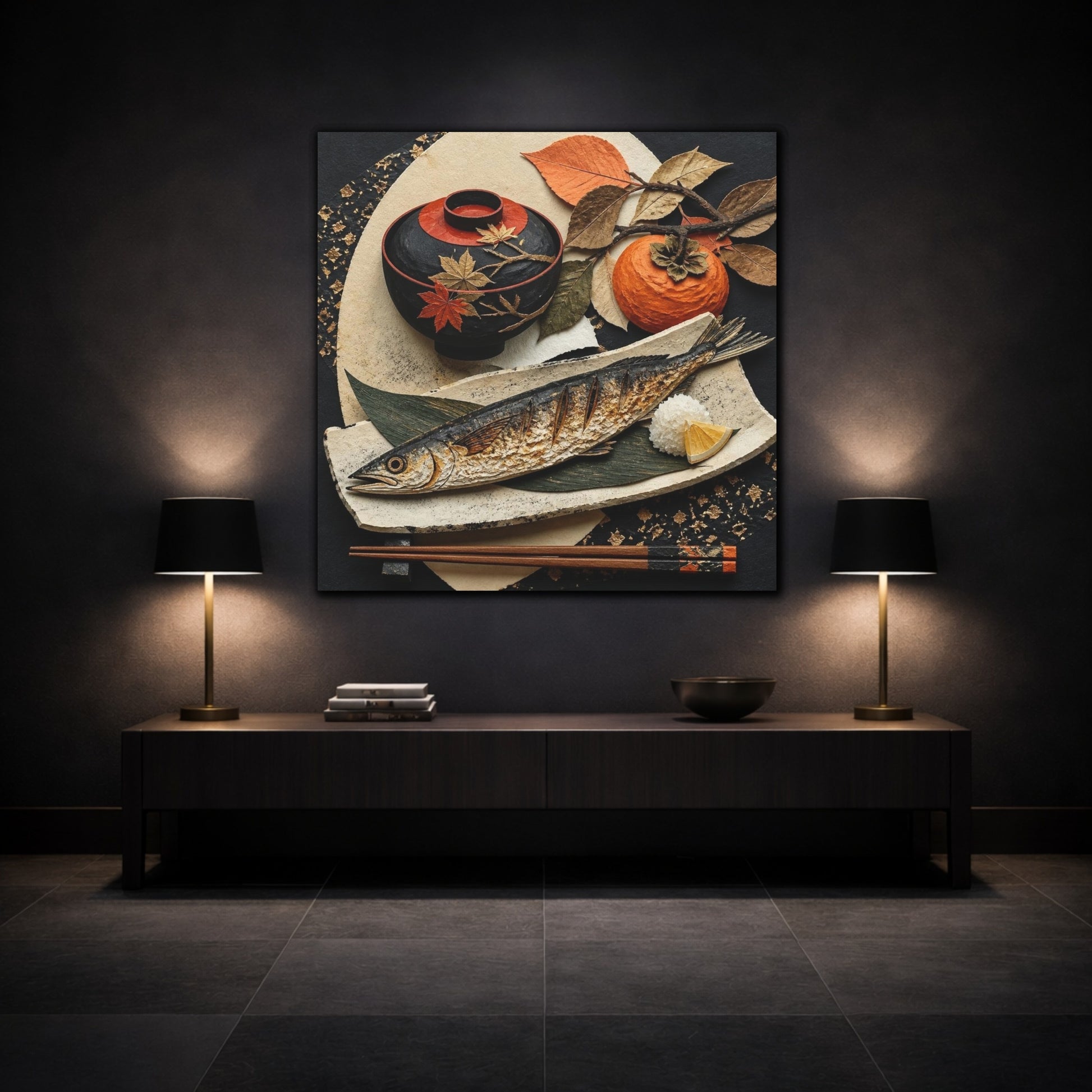 Mockup 3. Japanese Grilled Fish shown as canvas print