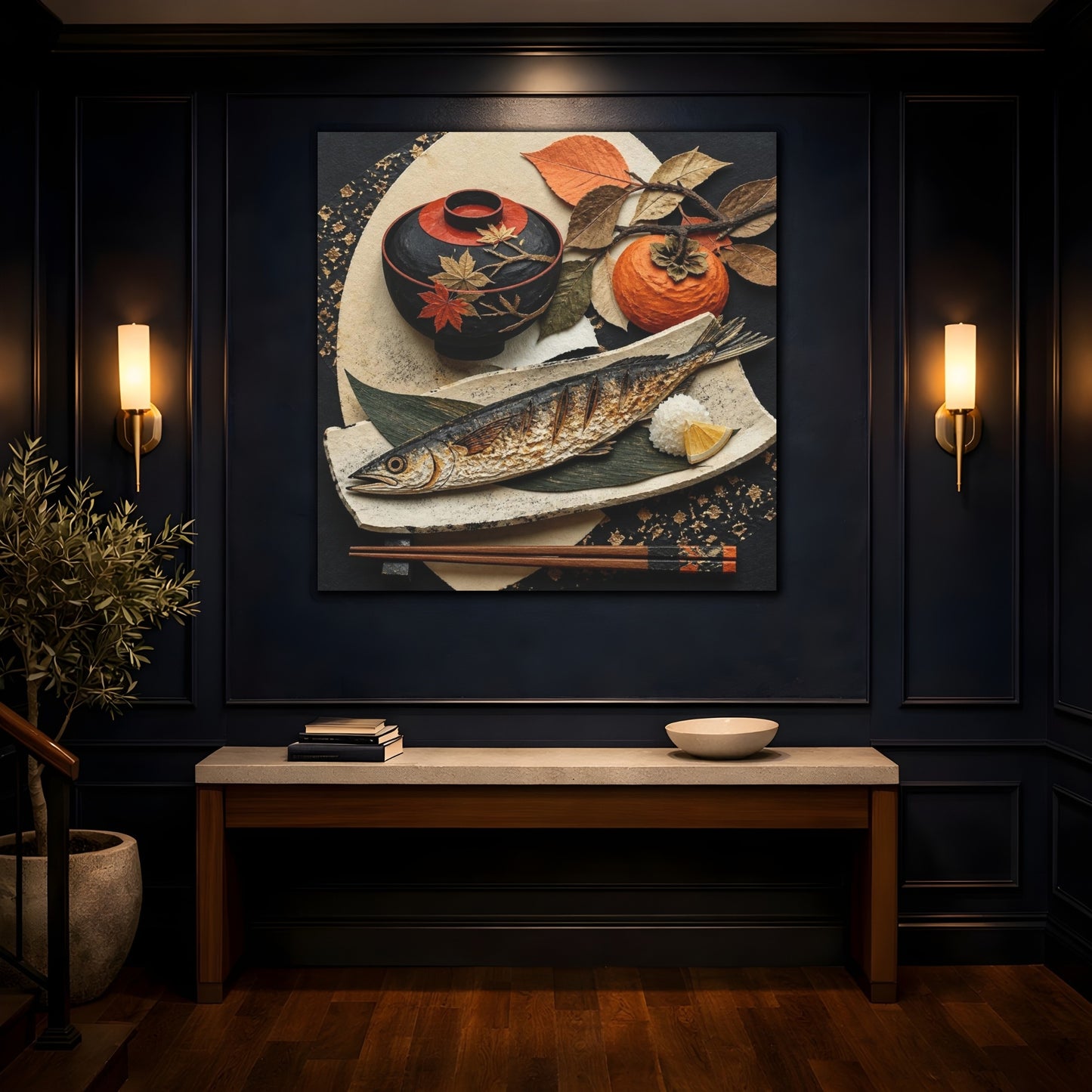 Mockup 4. Japanese Grilled Fish shown as canvas print