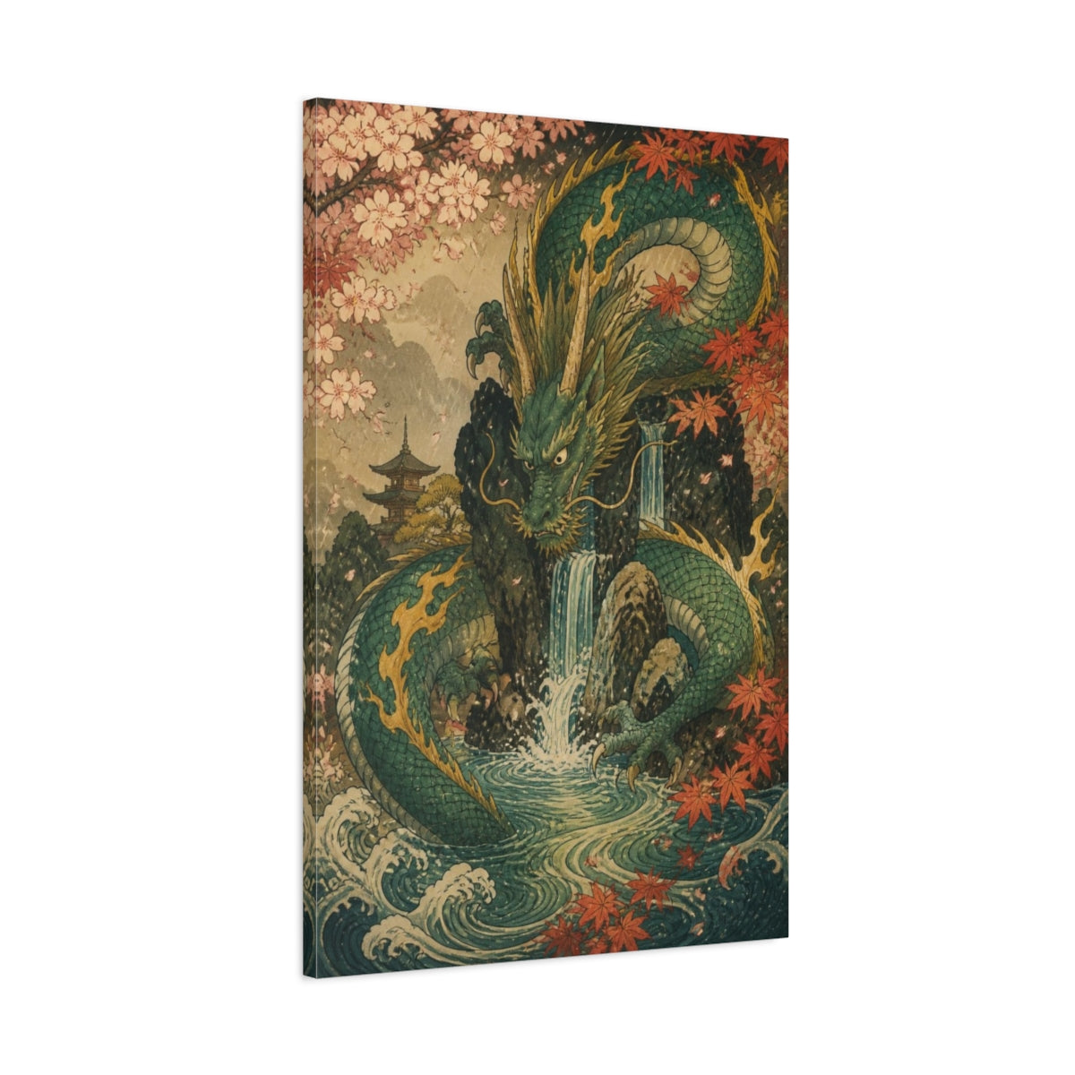Main Mockup. Japanese Guardian Dragon shown as canvas print