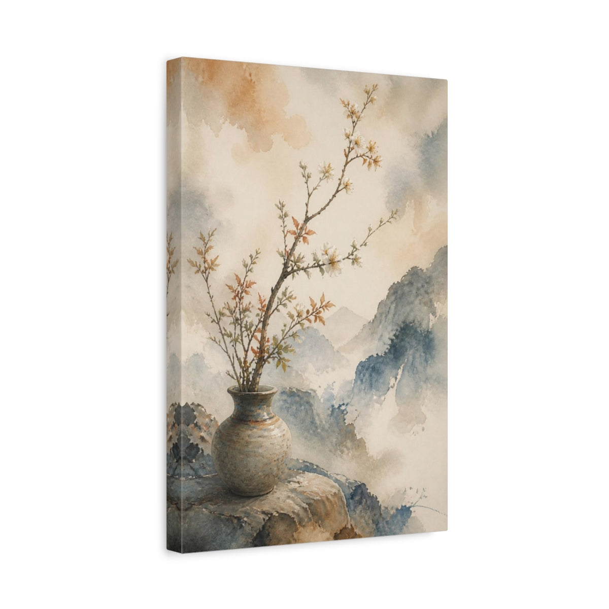 Side Mockup 4. Japanese Ikebana Branch shown as canvas print