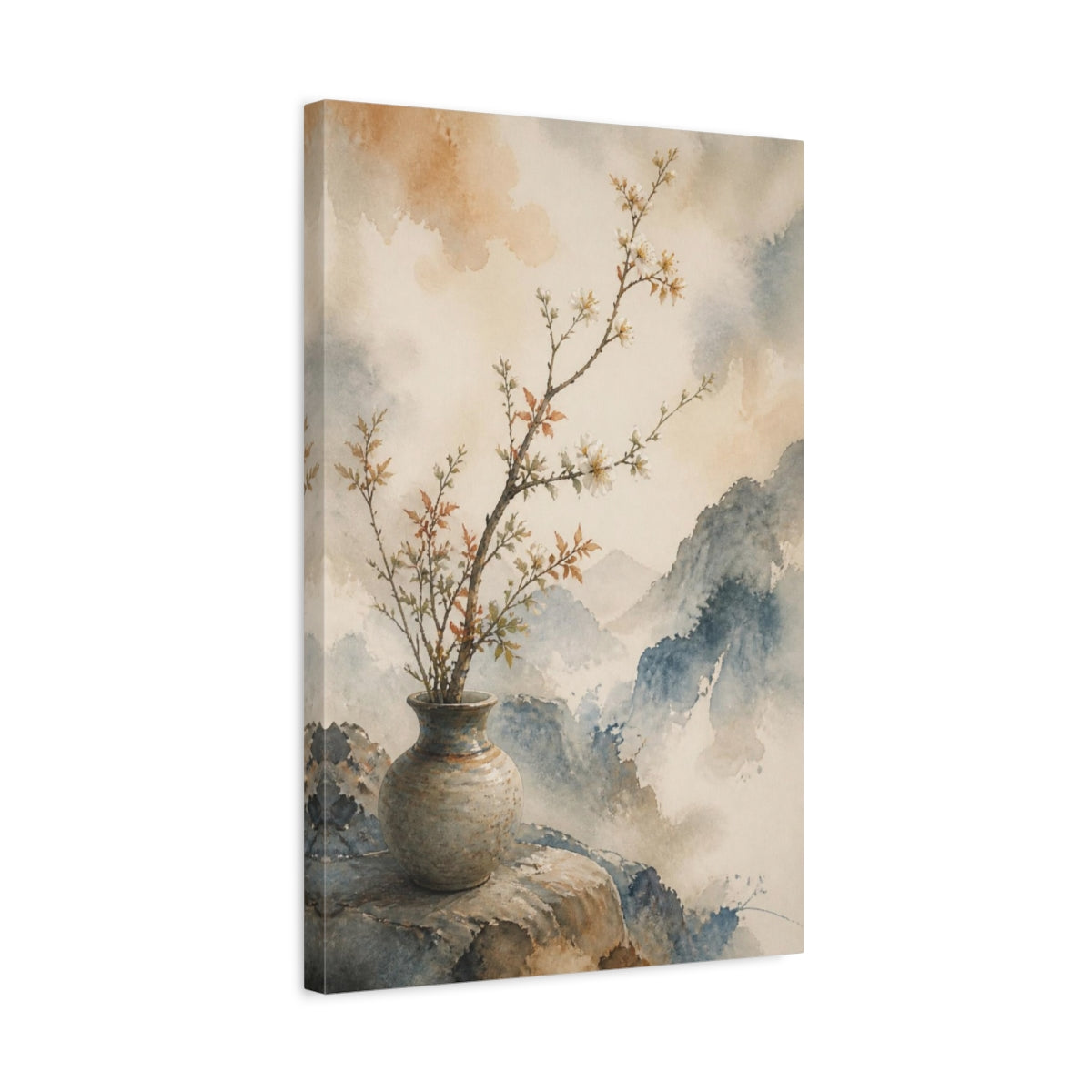 Side Mockup 3. Japanese Ikebana Branch shown as canvas print