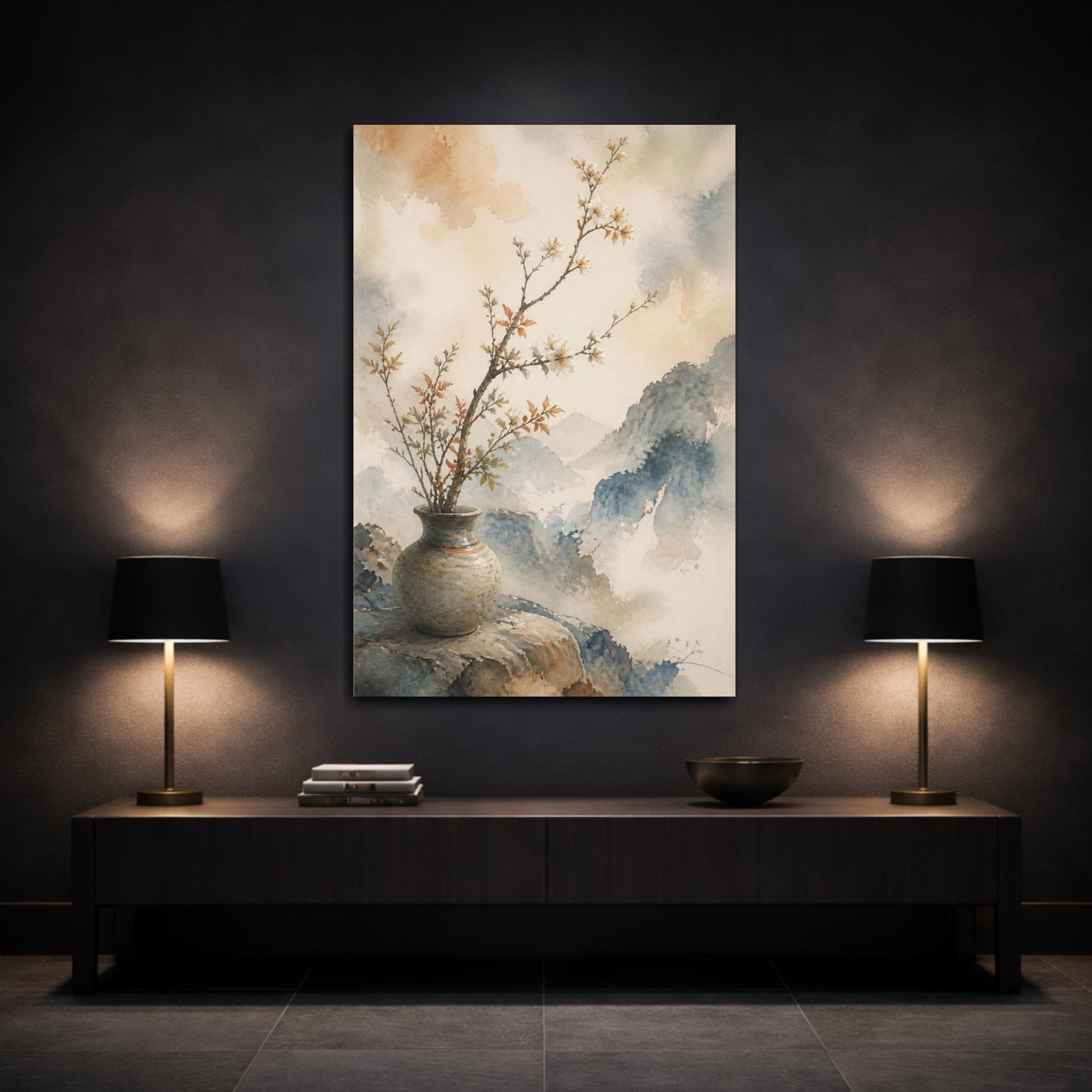 Mockup 3. Japanese Ikebana Branch shown as canvas print