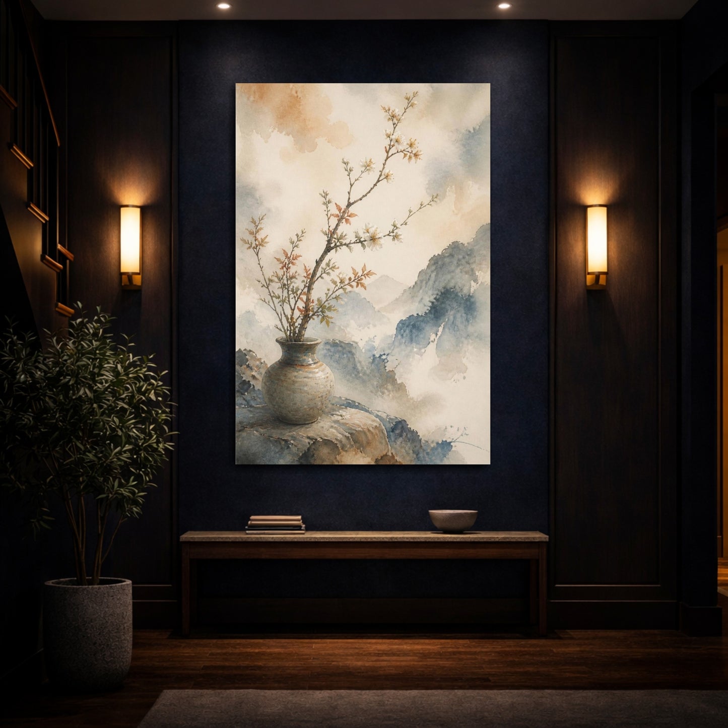 Mockup 4. Japanese Ikebana Branch shown as canvas print
