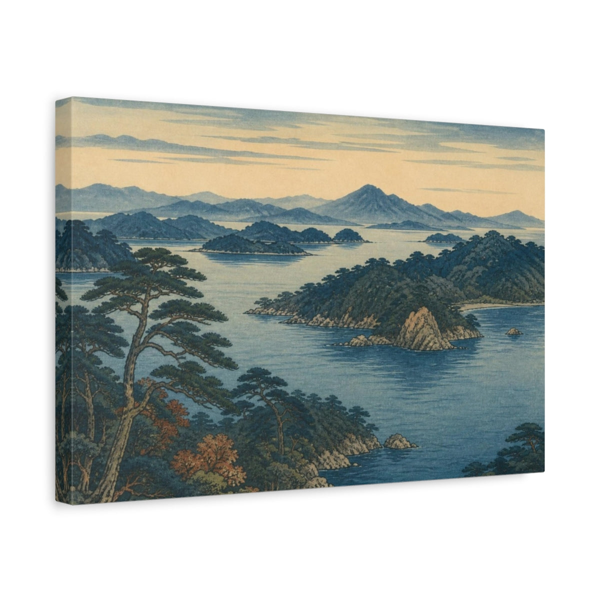 Side Mockup 4. Japanese Island Seascape shown as canvas print