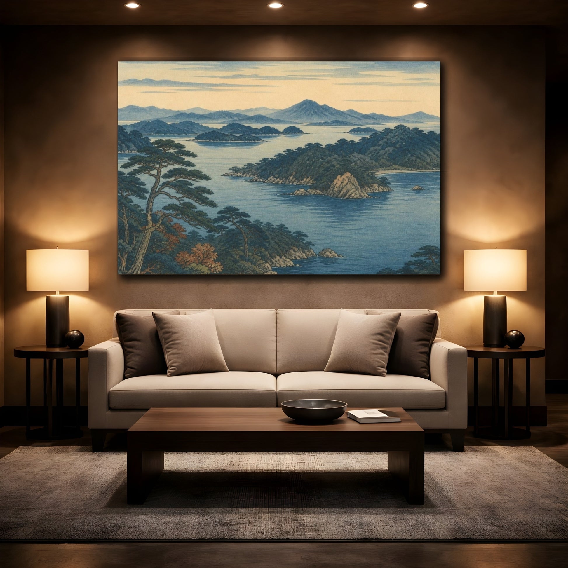 Mockup 2. Japanese Island Seascape shown as canvas print
