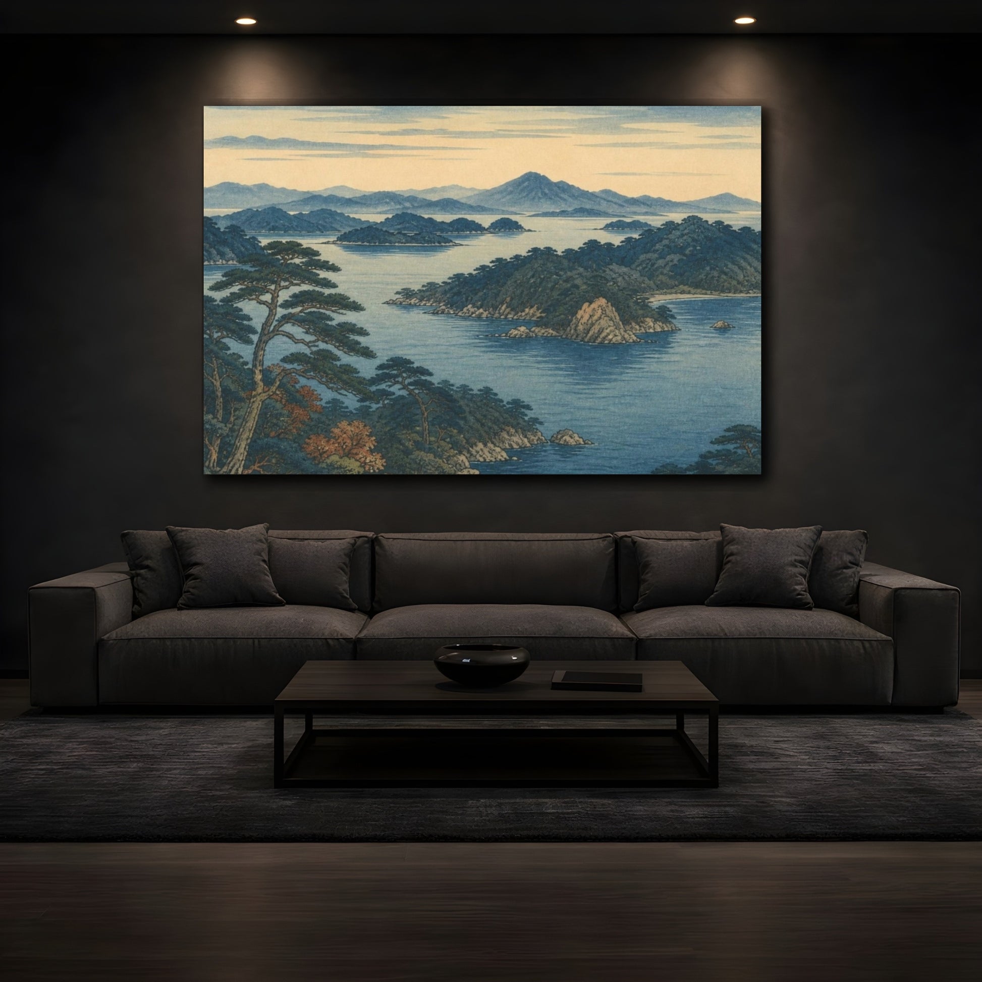 Mockup 3. Japanese Island Seascape shown as canvas print