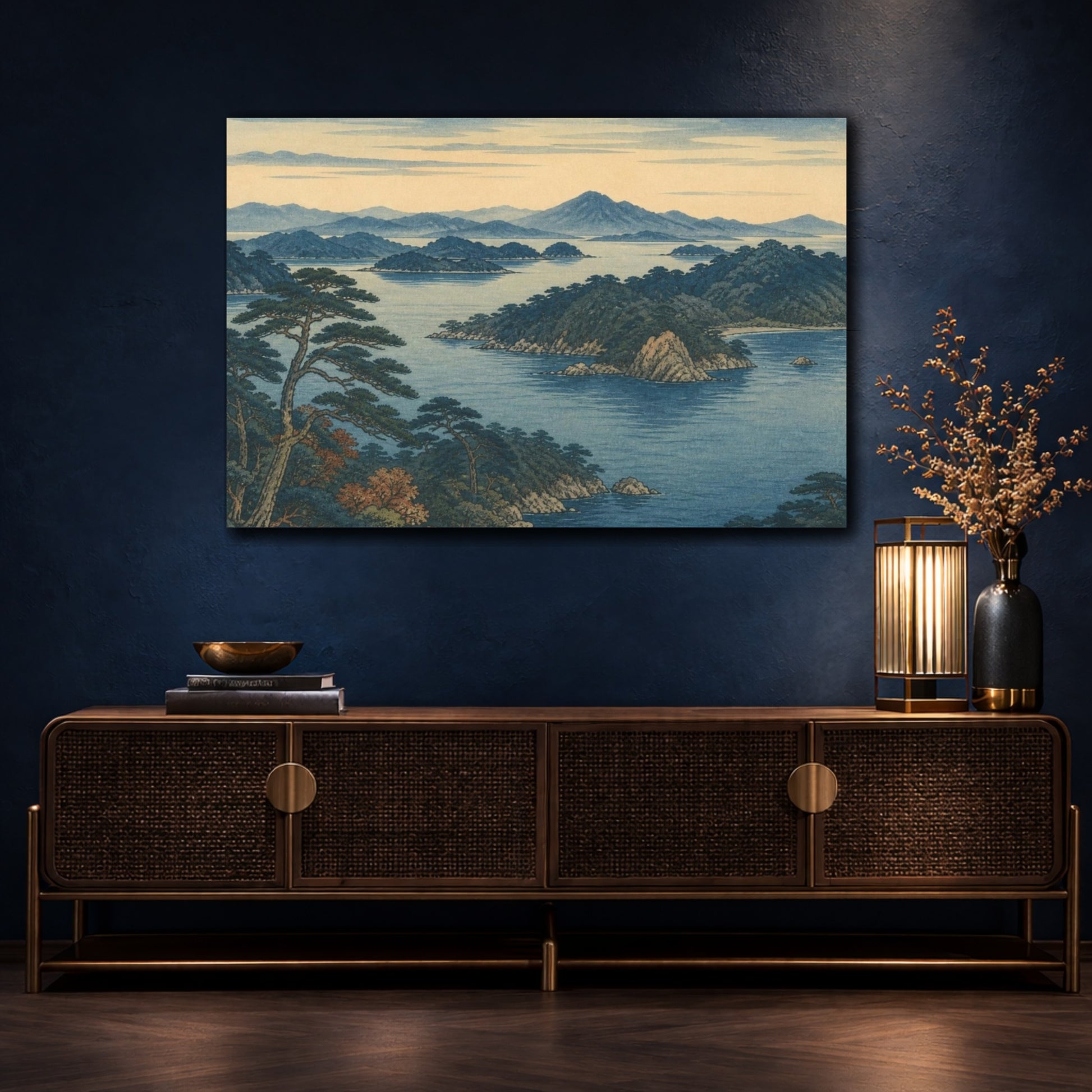 Mockup 4. Japanese Island Seascape shown as canvas print