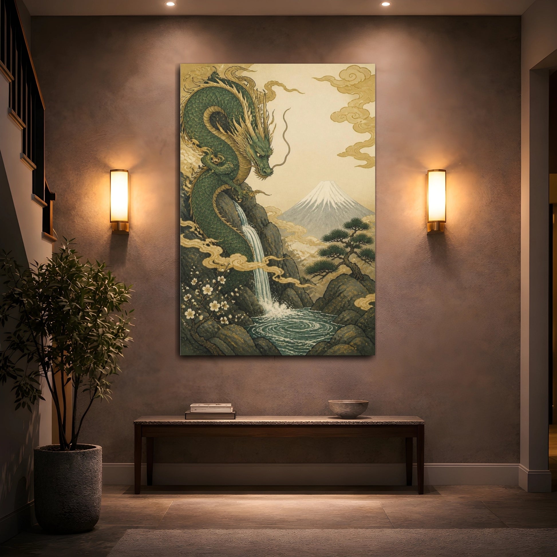 Mockup 2. Japanese Jade Dragon shown as canvas print