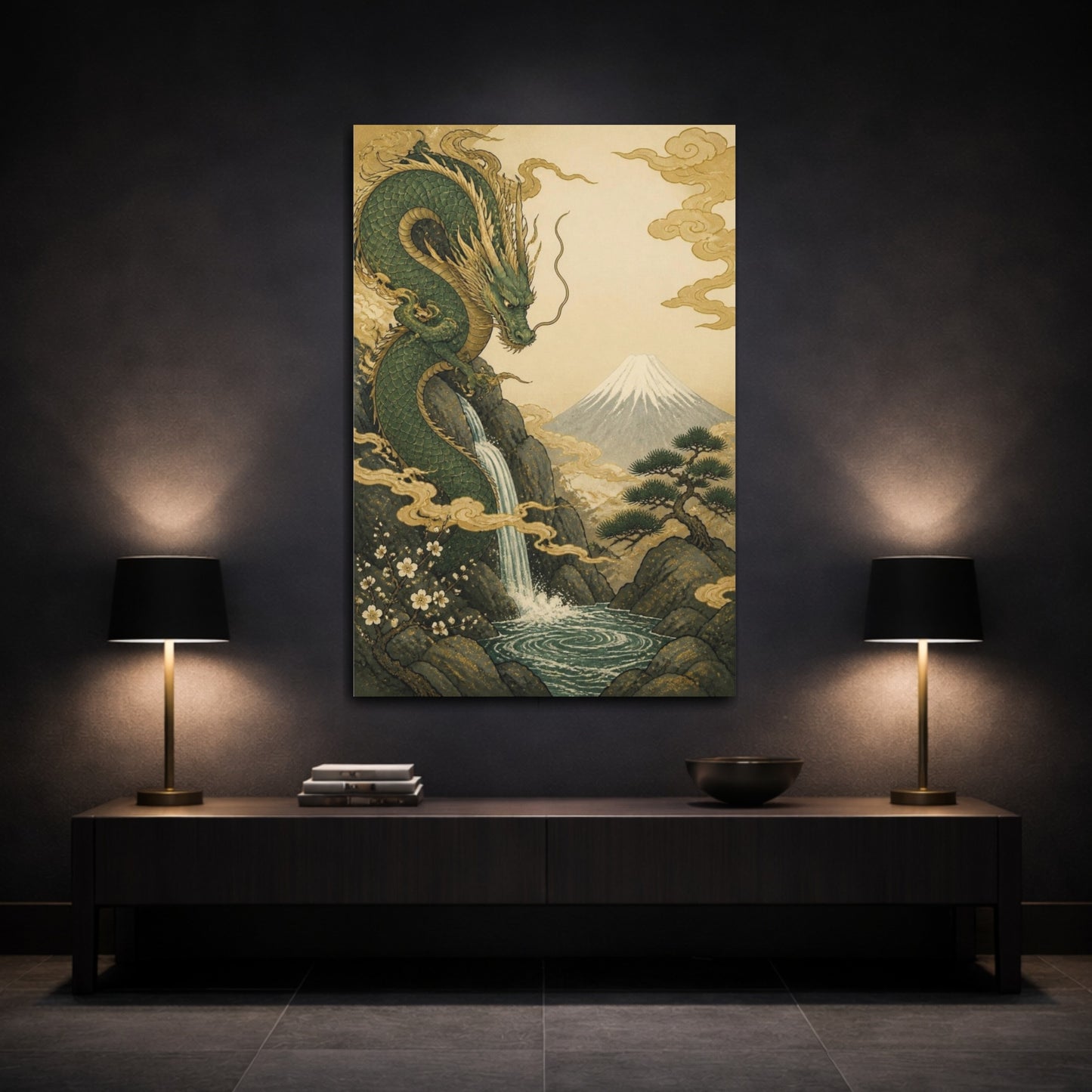 Mockup 3. Japanese Jade Dragon shown as canvas print