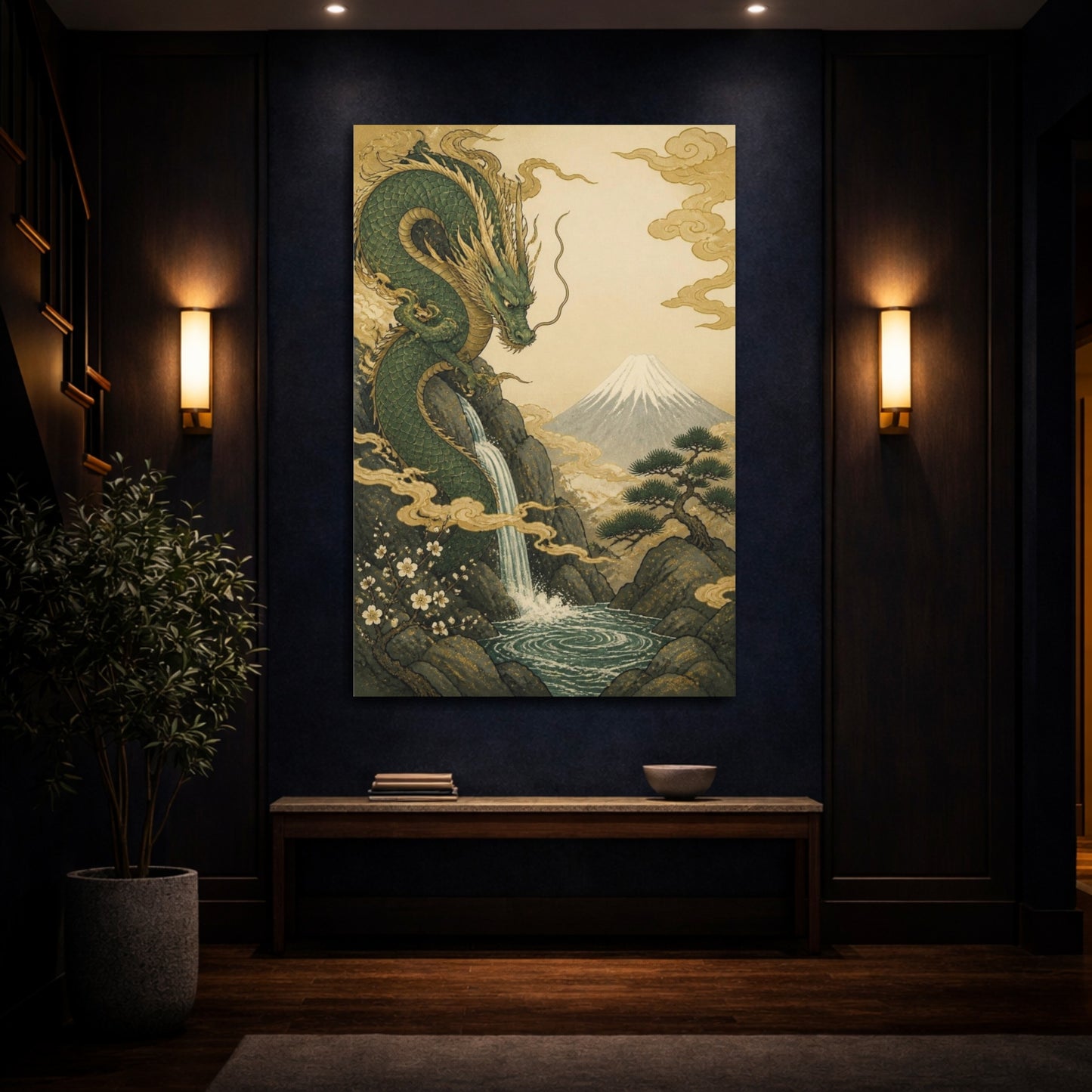 Mockup 4. Japanese Jade Dragon shown as canvas print