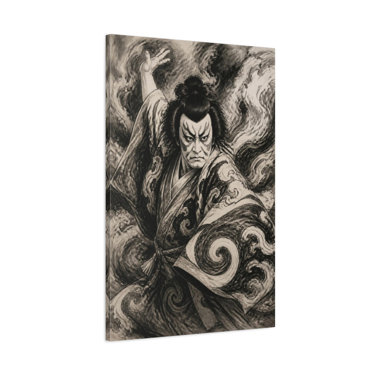 Main Mockup. Japanese Kabuki Actor shown as canvas print