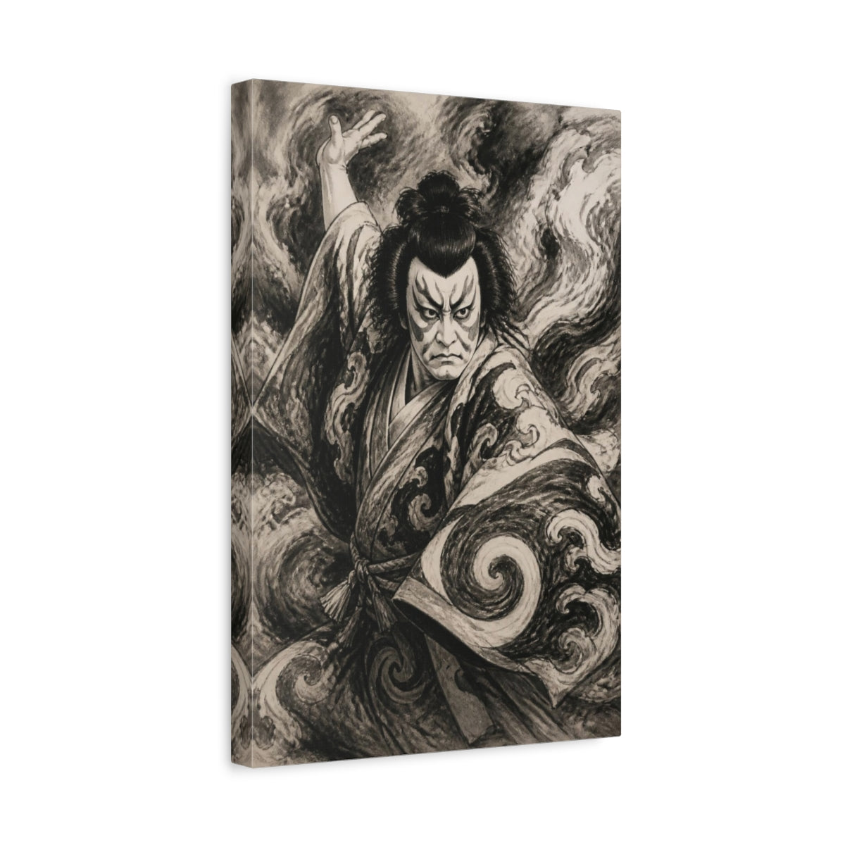 Side Mockup 4. Japanese Kabuki Actor shown as canvas print