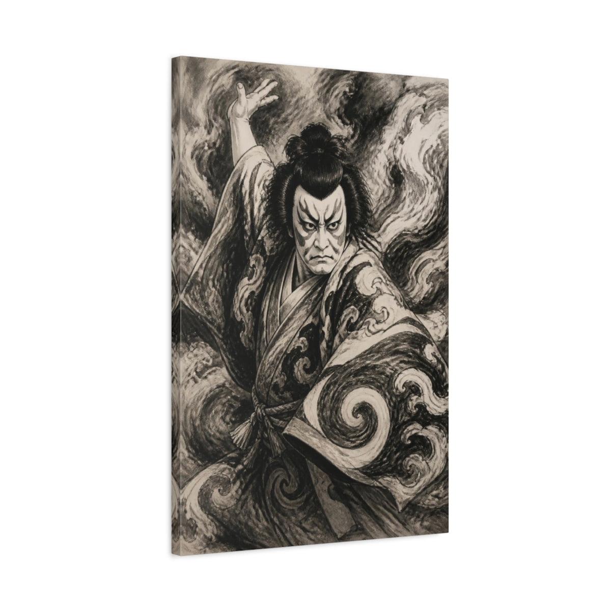 Side Mockup 2. Japanese Kabuki Actor shown as canvas print