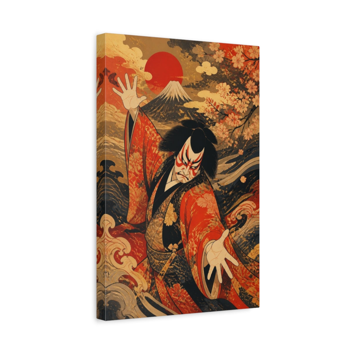 Side Mockup 4. Japanese Kabuki Actor Pose shown as canvas print