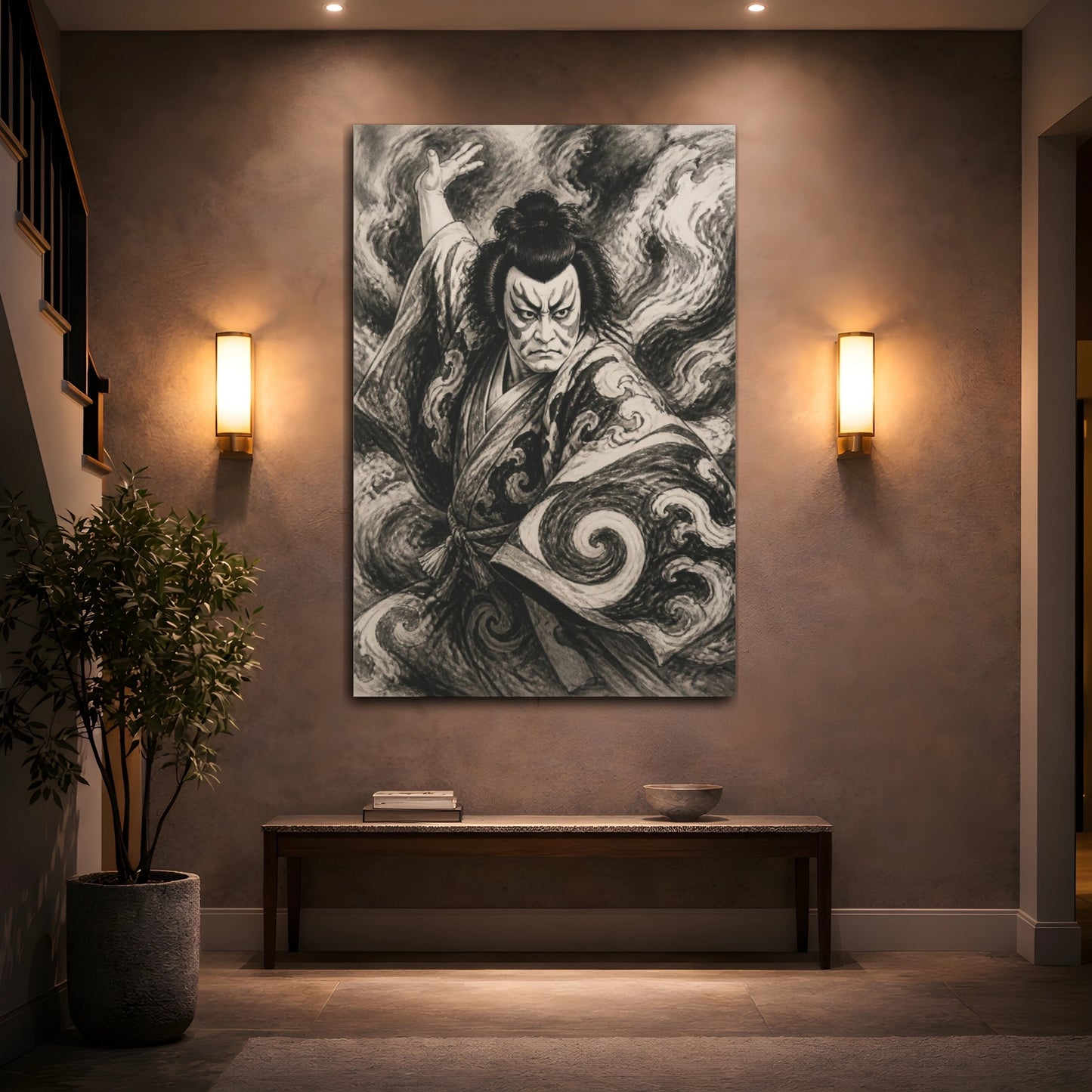 Mockup 2. Japanese Kabuki Actor shown as canvas print