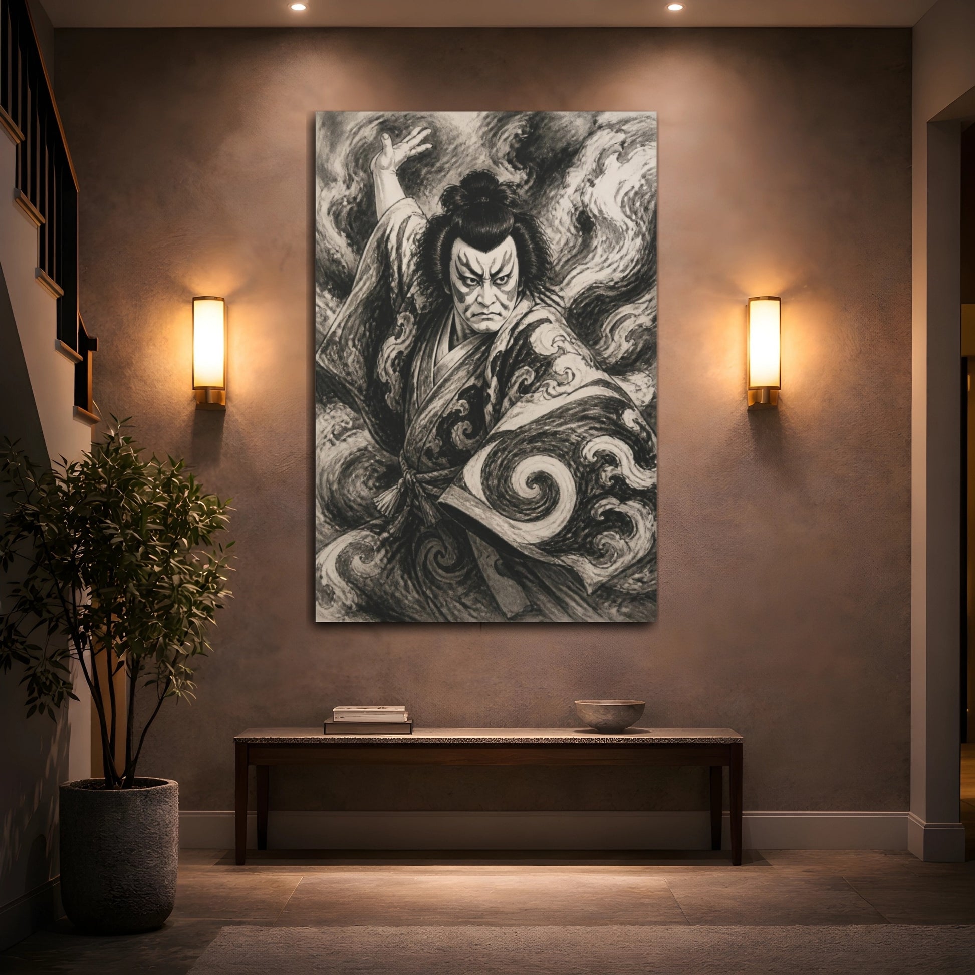 Mockup 2. Japanese Kabuki Actor shown as canvas print