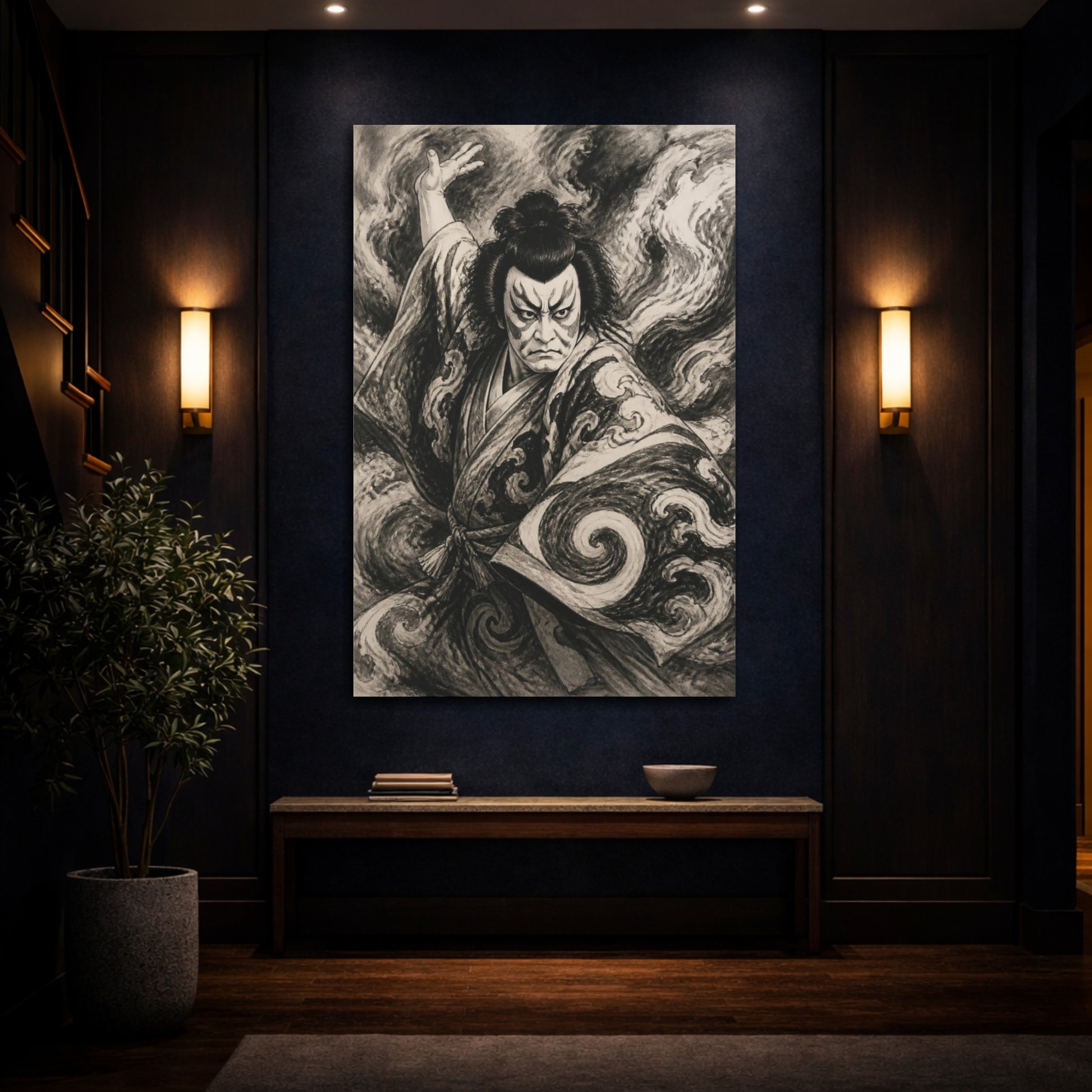 Mockup 4. Japanese Kabuki Actor shown as canvas print