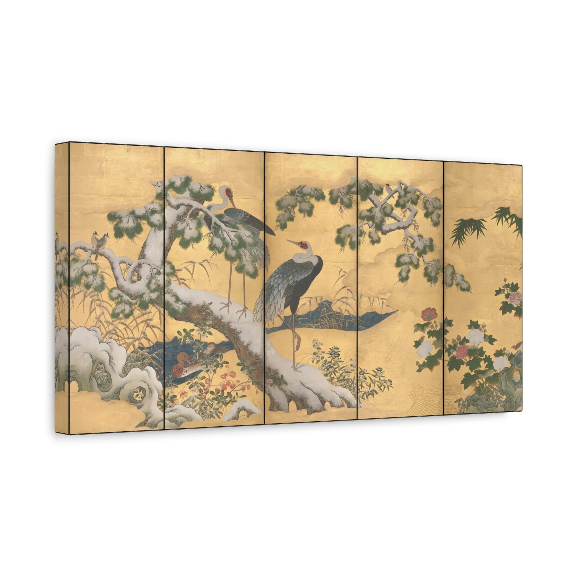 Japanese Kano Eitoku Canvas Print - Birds and Flowers Wall Art - YesArtYes